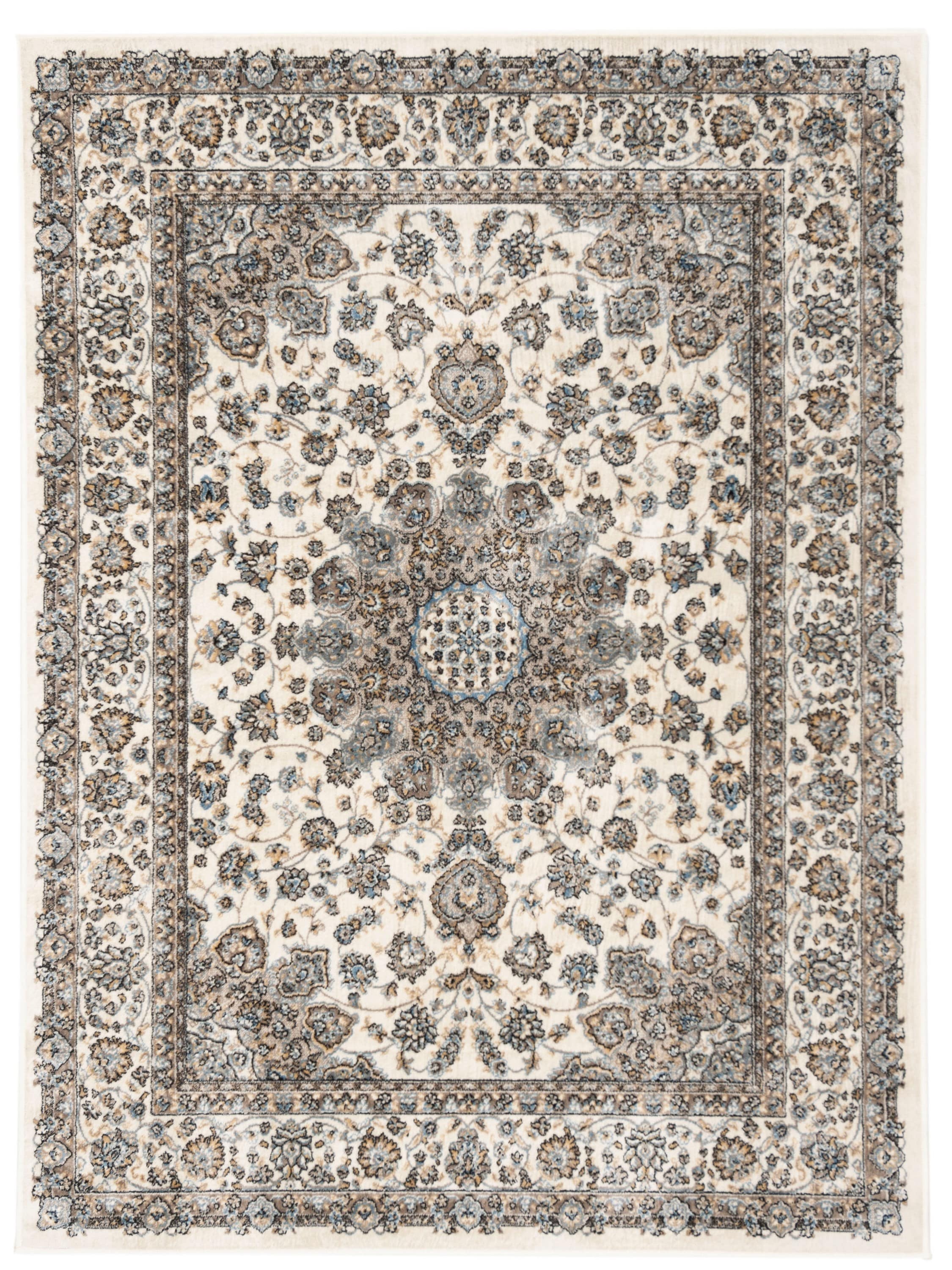 Safavieh ATL668F-3 Atlas Ardebil 3 x 5 (ft) Loomed Synthetic Ivory/Blue Rectangular Indoor Floral/Botanical Oriental Throw rug