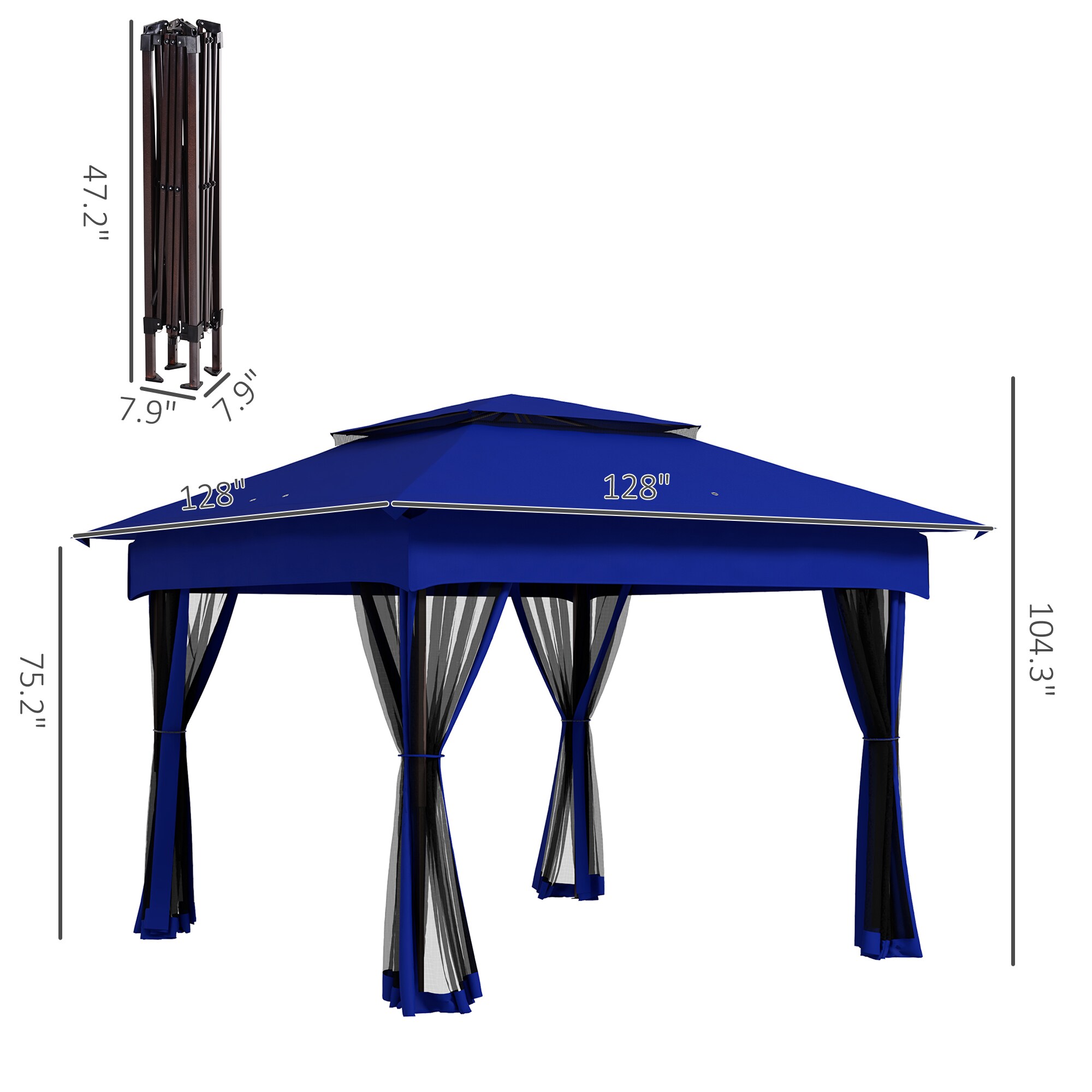 Outsunny 840-166V00BU Wood-Resin-Gazebos - View #3