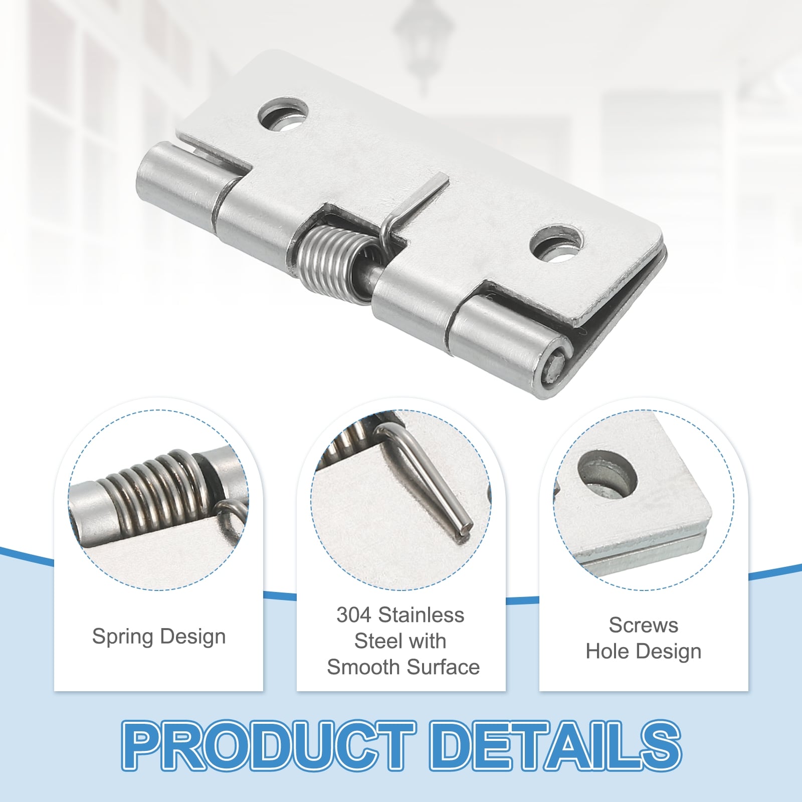 Unique Bargains 4pcs Spring Hinge 2 Inch Length 304 Stainless Steel ...