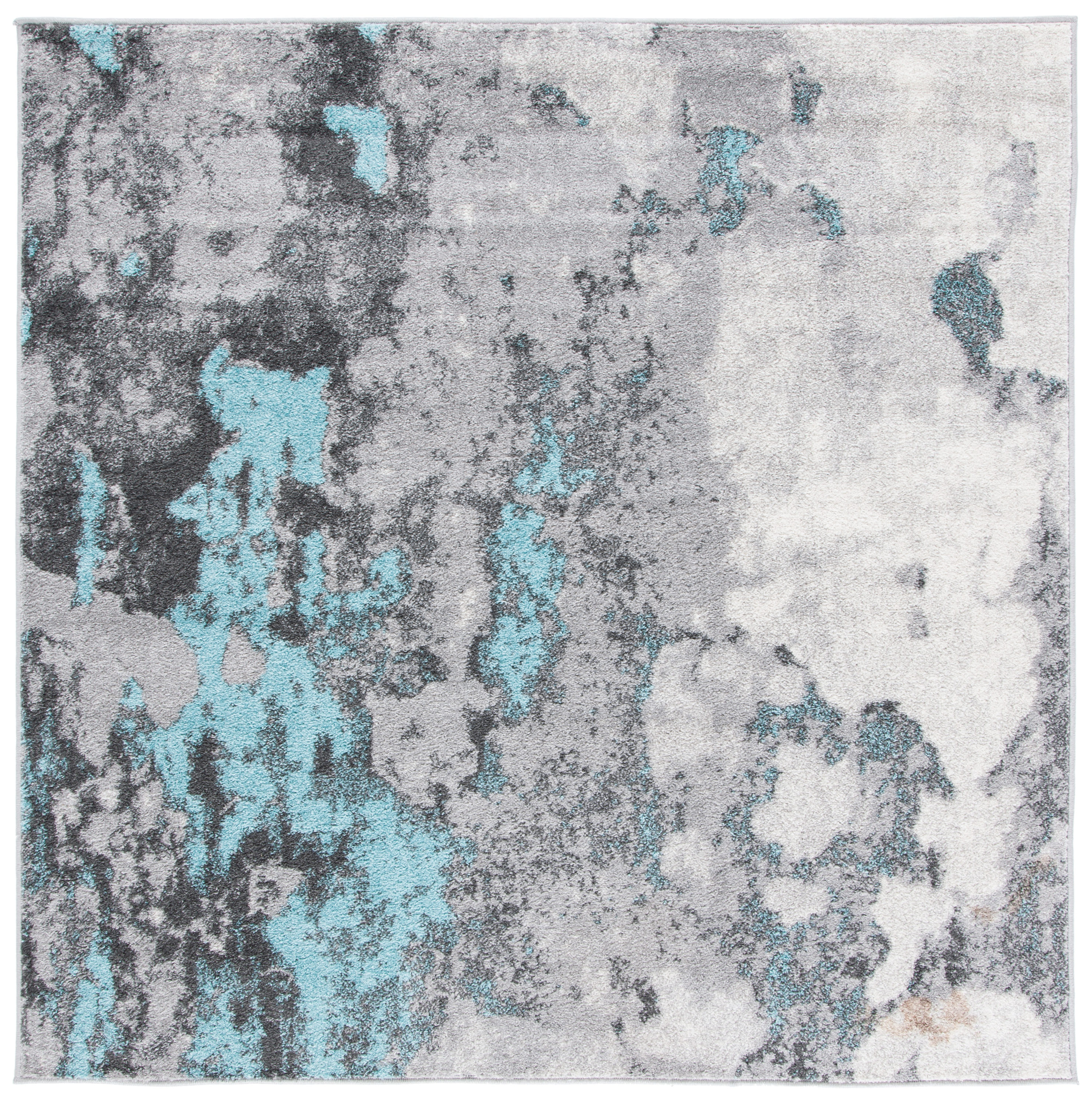 Safavieh ADR134K-6SQ Adirondack 6 x 6 (ft) Loomed Polypropylene Turquoise/Gray Square Indoor Distressed/Overdyed Bohemian/Eclectic Area rug