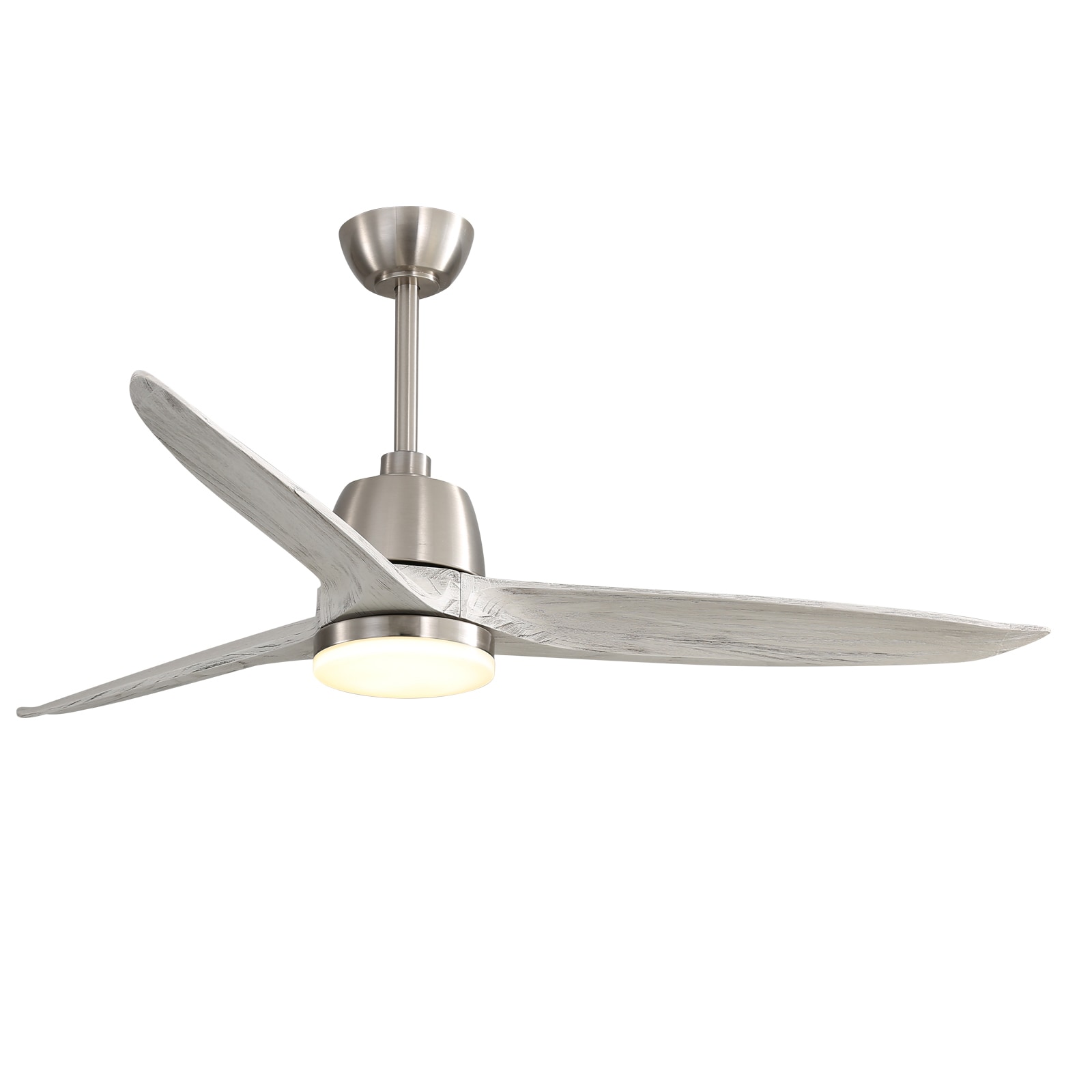 Kahomvis KB-QP56K-01SL 56 in. Ceiling Fan with LED Light 56-Inches Brushed Nickel with Brushed Nickel Blades Indoor Downrod mount Standard Ceiling Fan With Light and Remote ( 3 -Blade)