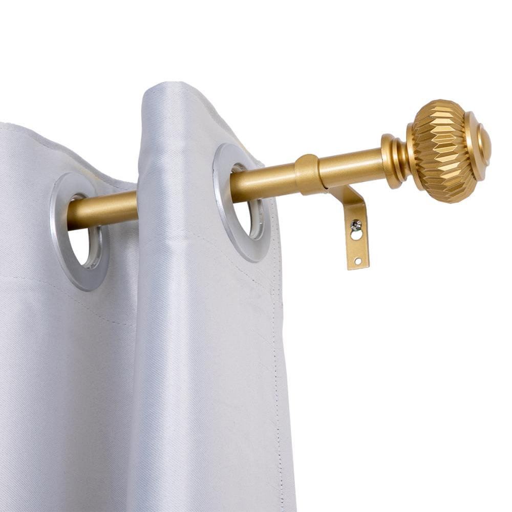 Utopia Alley 28-in to 48-in Gold Iron Single Curtain Rod with Finials ...