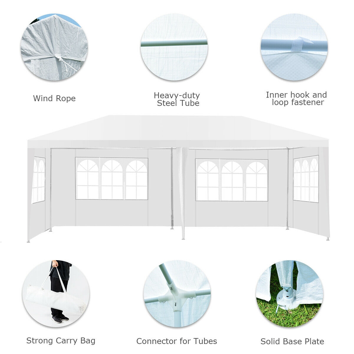 Forclover 20-ft x 10-ft Rectangle White Party Canopy HYFE-OP3925WH at ...