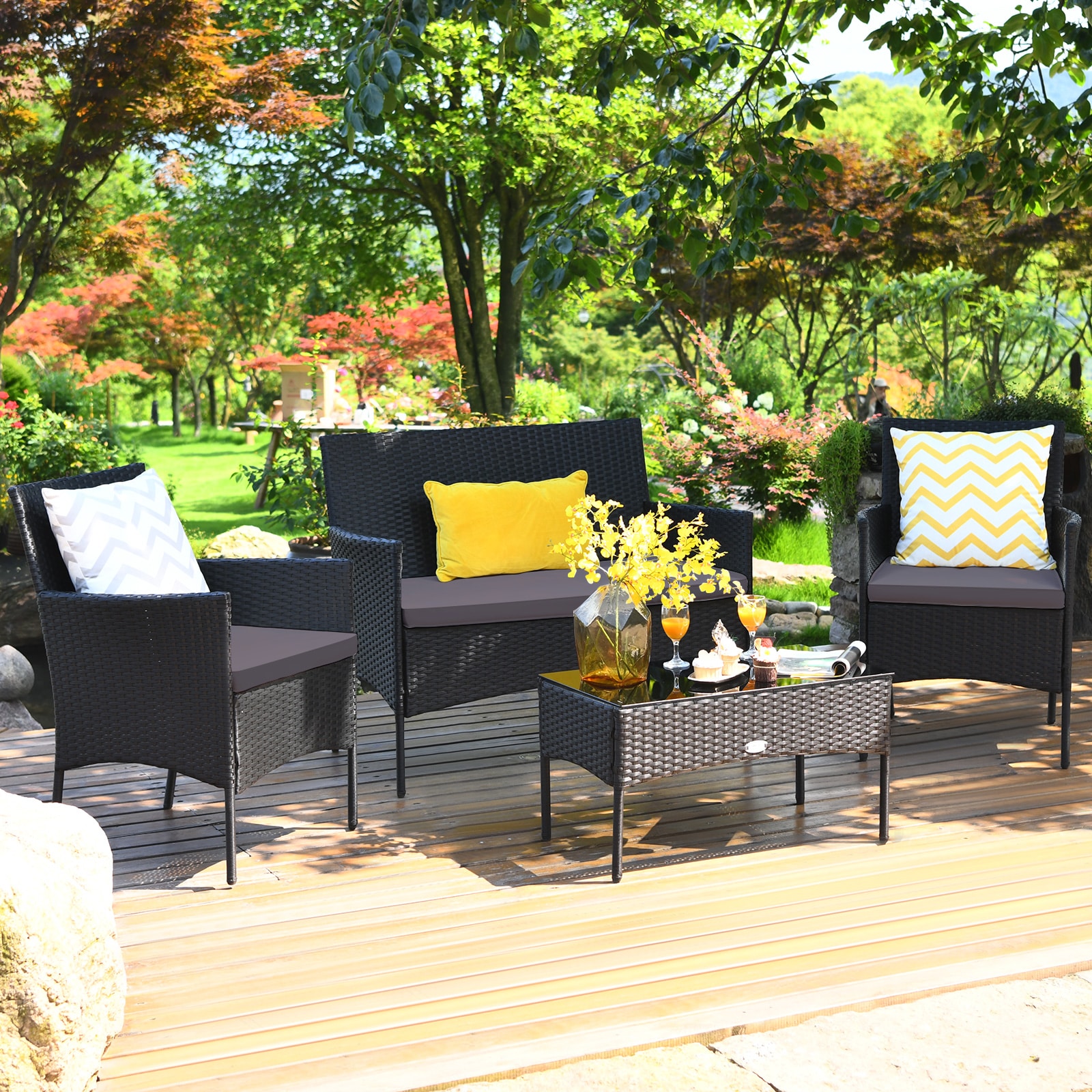 Forclover HYFC-5357WH-GR Patio-Conversation-Sets - View #2