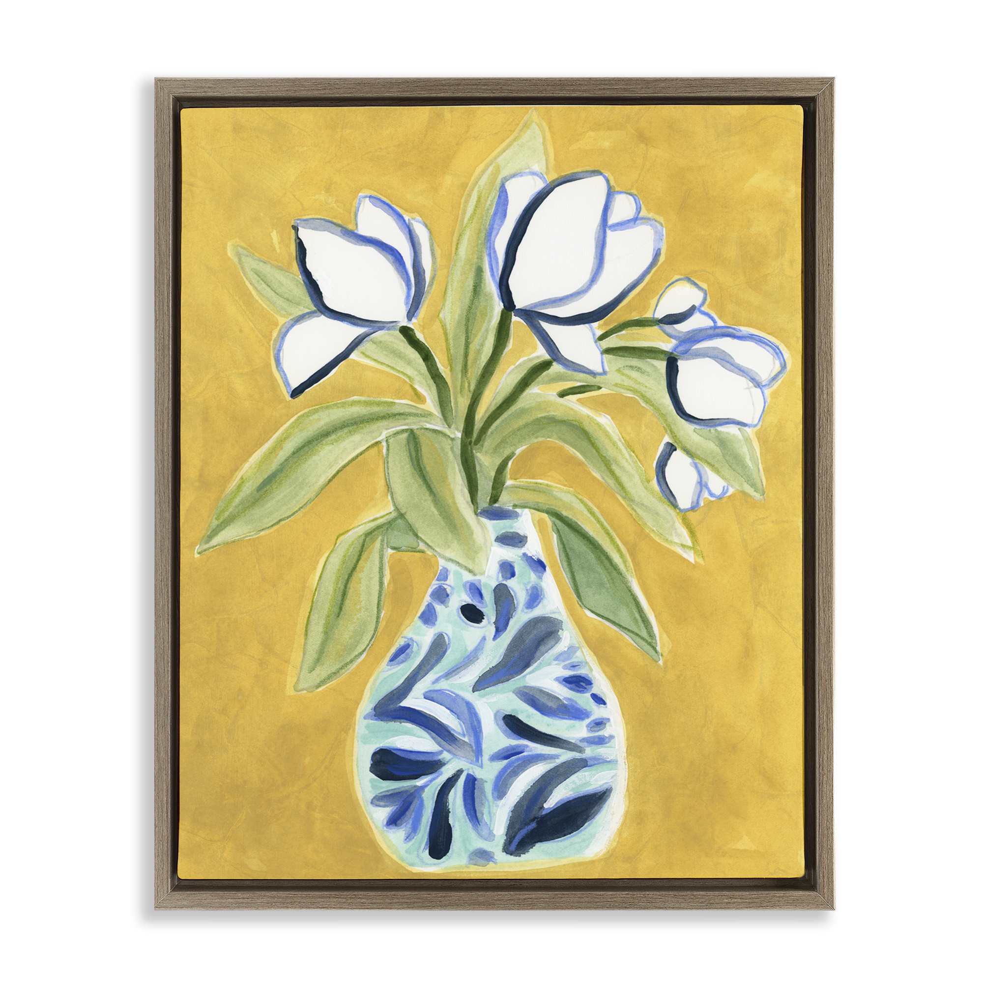 Stupell Industries BS-391-FFE-24X30 Lively Tulips in Vase Brown Framed Floater Canvas Wall Art By June Erica Vess 25 x 31