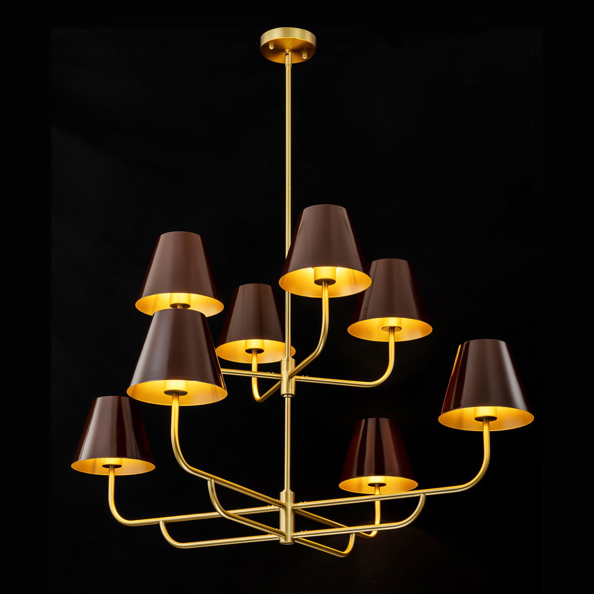 Rennnsan CL810153918 Amelia 8 -Light Brushed Gold Industrial For Use in Bedrooms, Dining Rooms, Foyers, Kitchens, Living Rooms Chandelier