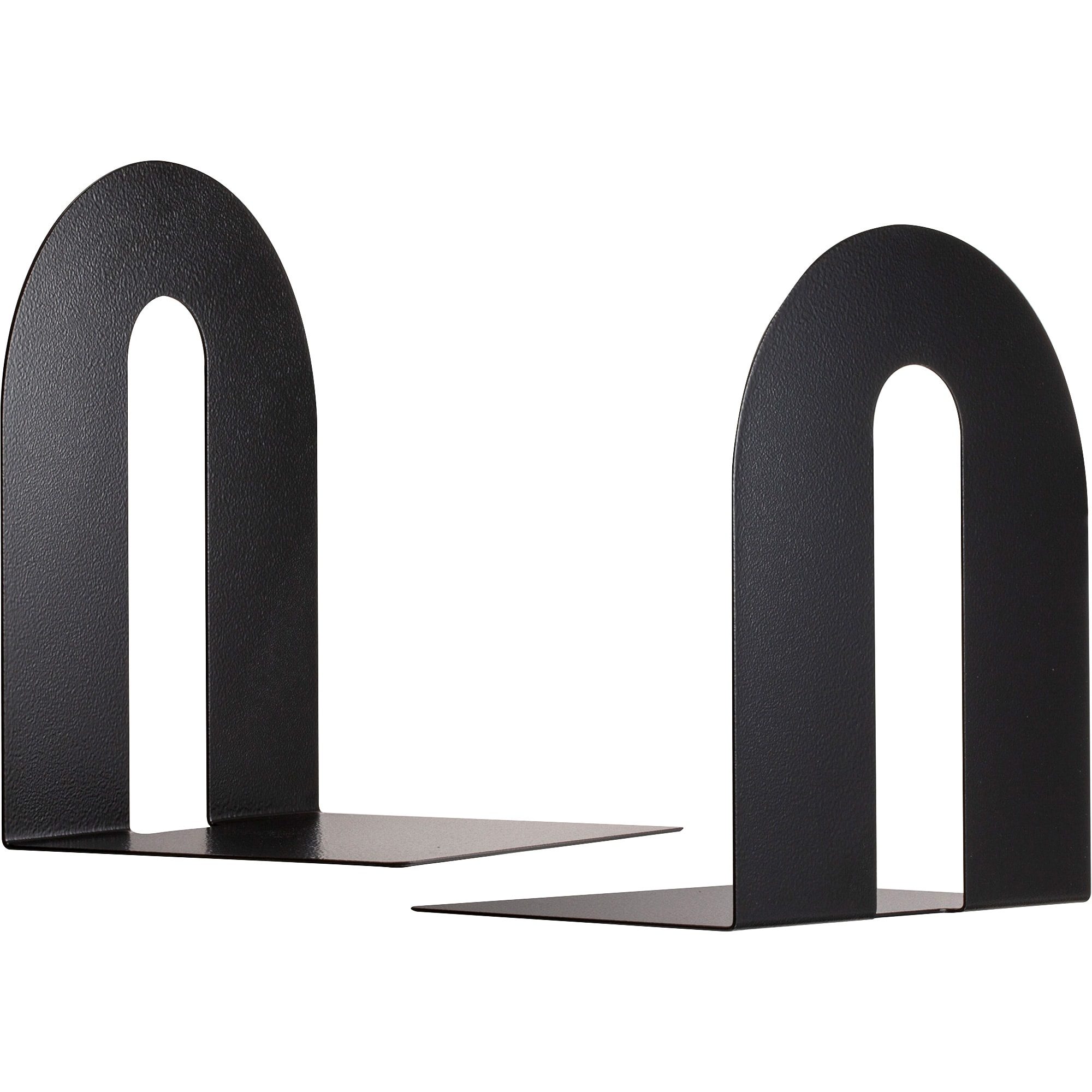 Enamel-Coated Steel Heavy-Duty Bookends with Non-Slip Base, Black