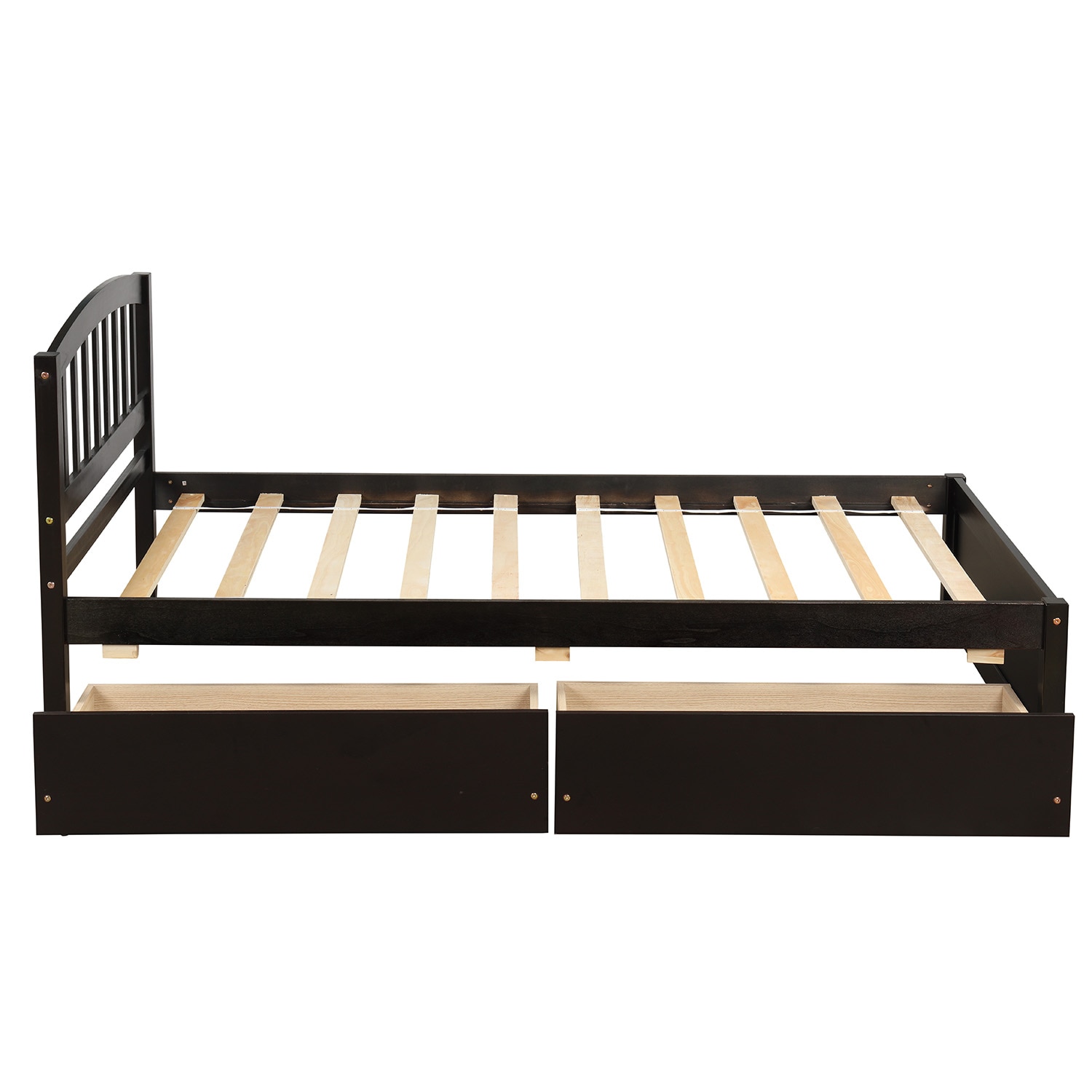 Mondawe Espresso Twin Wood Platform Bed with Storage in the Beds ...