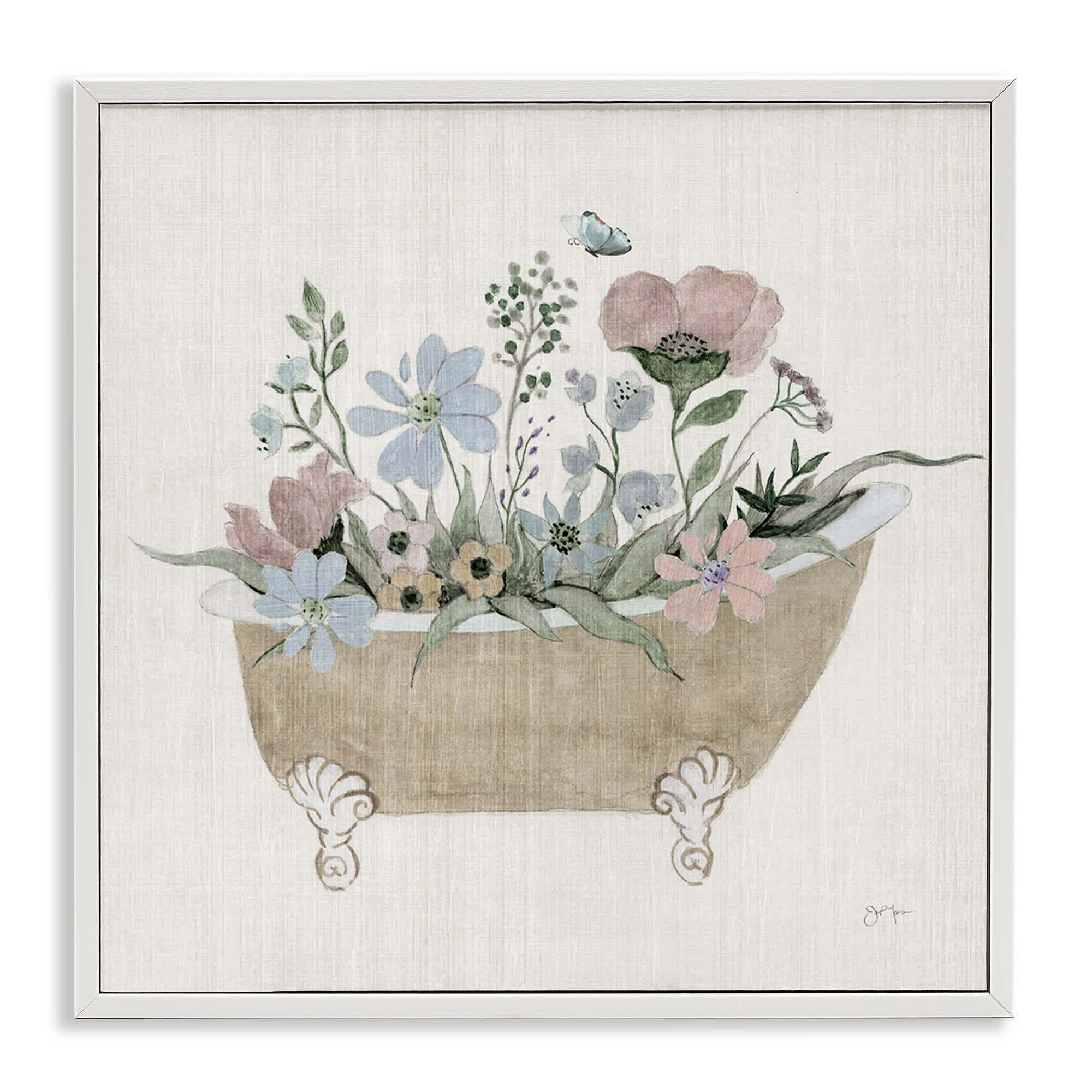Stupell Industries BS-136-WFR-12X12 Rustic Botanicals in Tub White Framed Giclee Art By Janet Tava 12 x 12