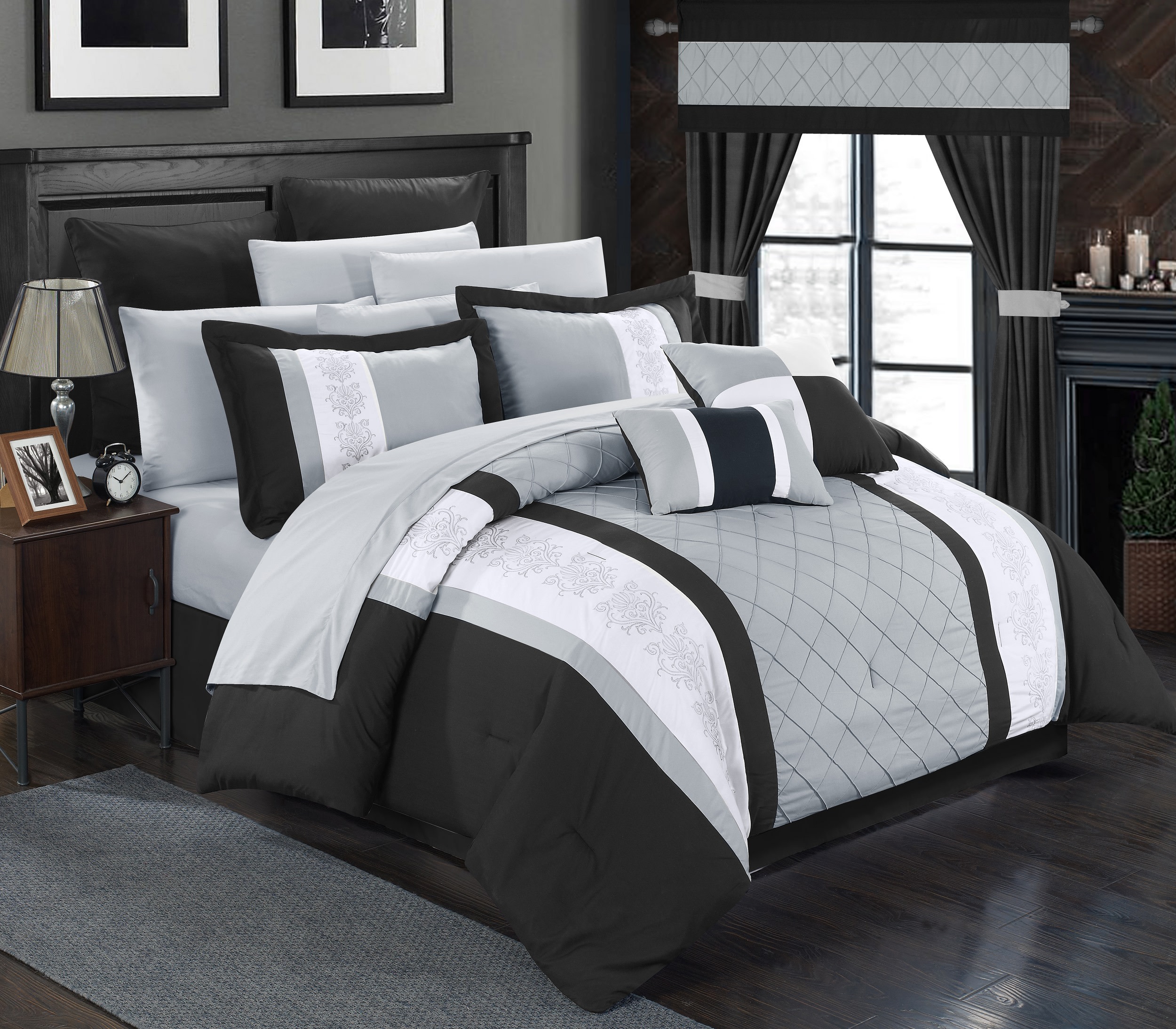 Chic Home Design Danielle 24-Piece Black Queen Comforter Set in the ...