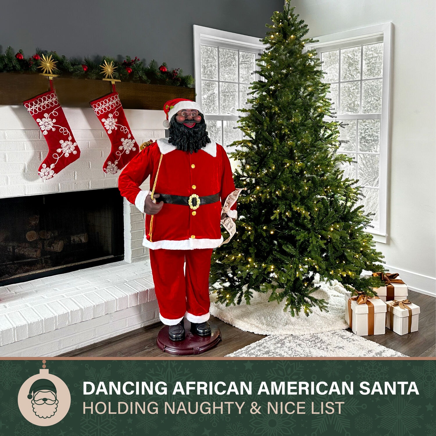 Life Sized Black buy Animated Santa African Spanish English Dancing Christmas 5.8' 6