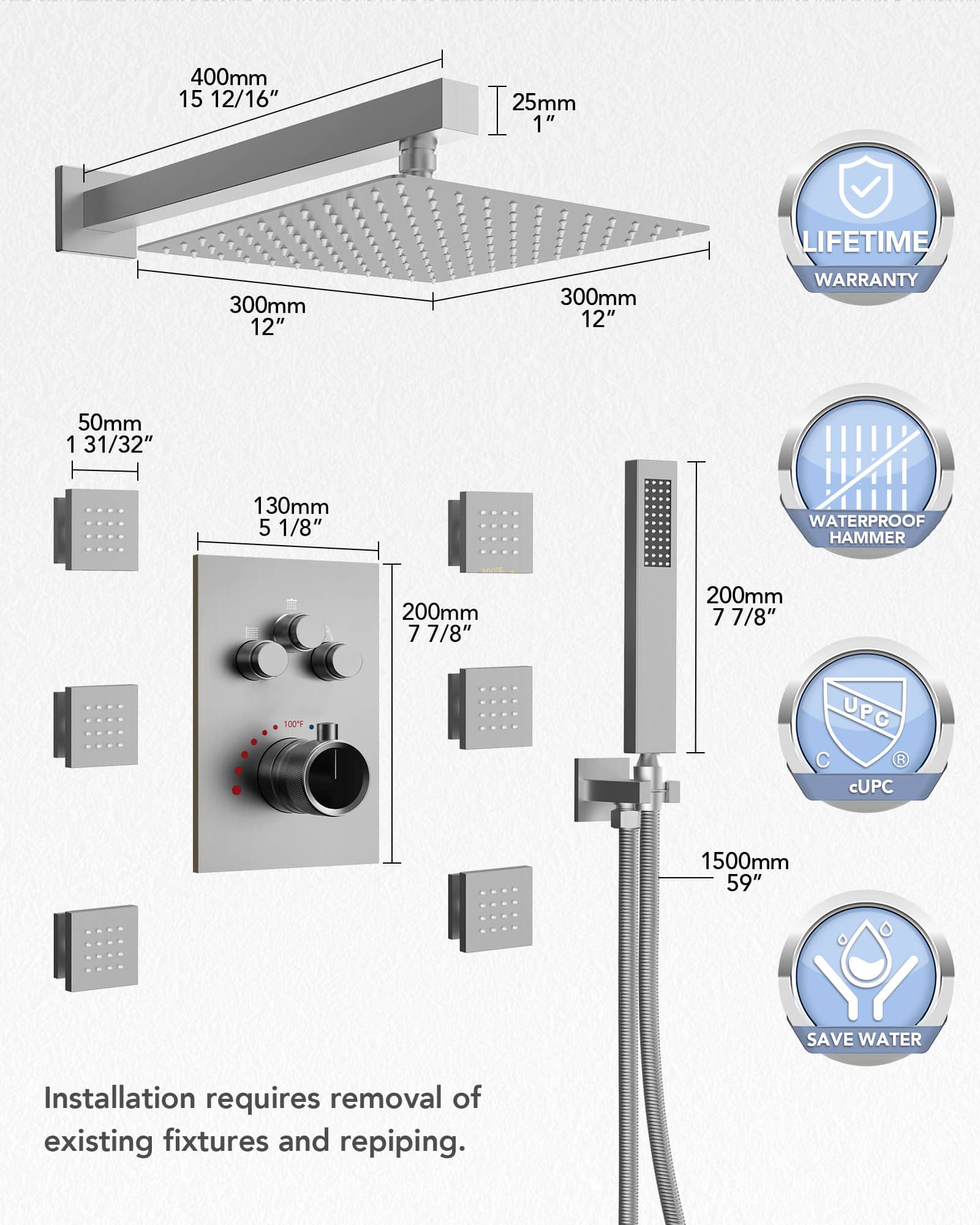 EVERSTEIN SFS1003-NK12 Tub-Shower-Faucets - View #11
