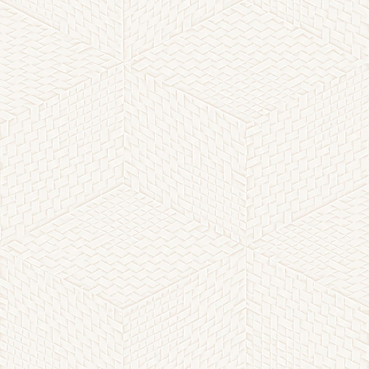 Wicker Cube White Wallpaper Sample