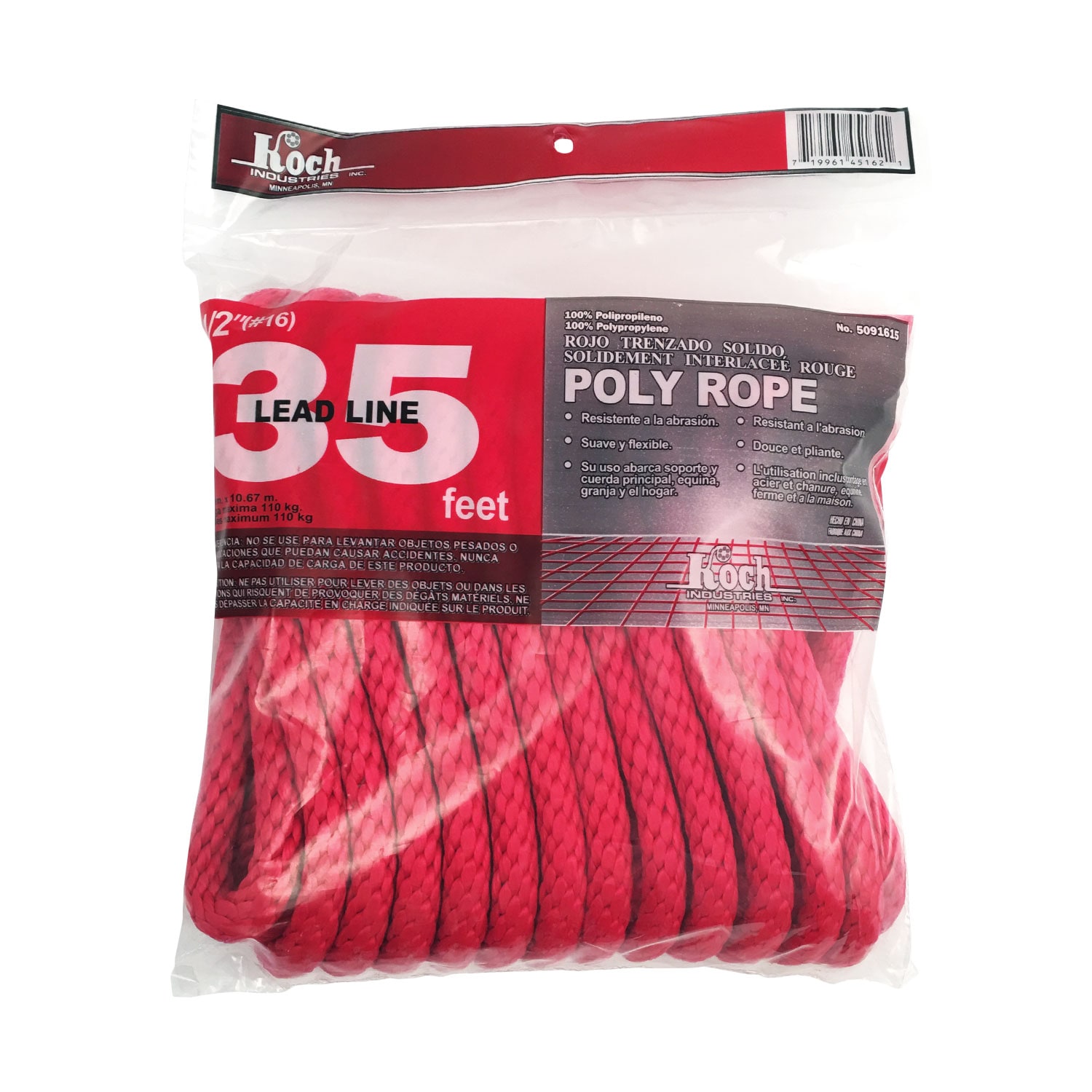 Koch 5091615 0.5-Inches x 35-Feet Braided Polypropylene Rope