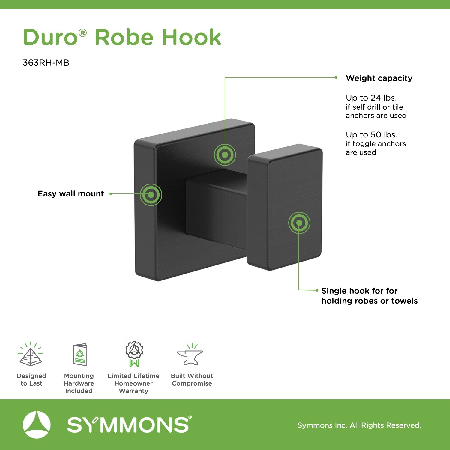 Symmons 363RH-MB Robe-Hooks - View #4
