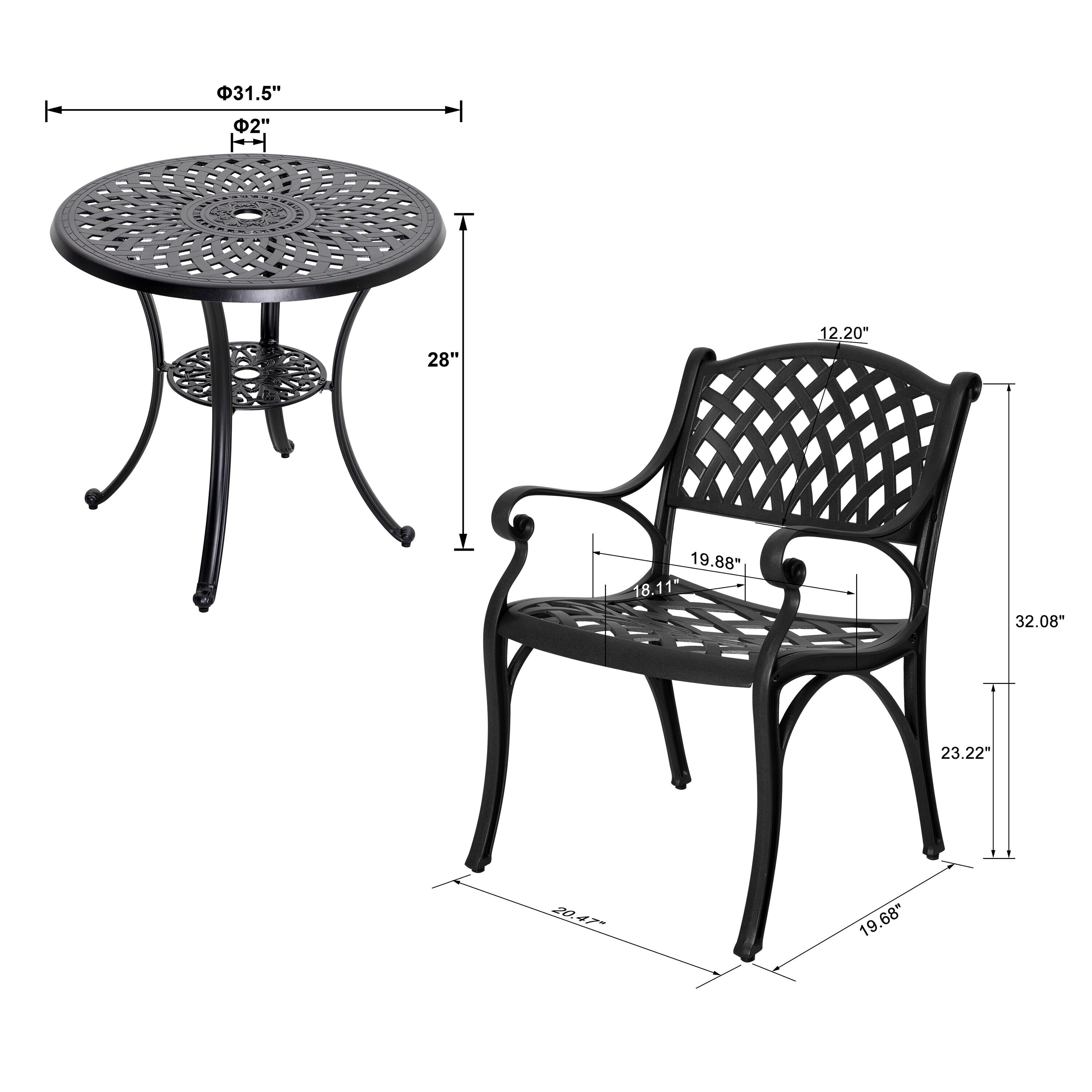 Nuu Garden 3-Piece Black Bistro Patio Set in the Patio Dining Sets ...