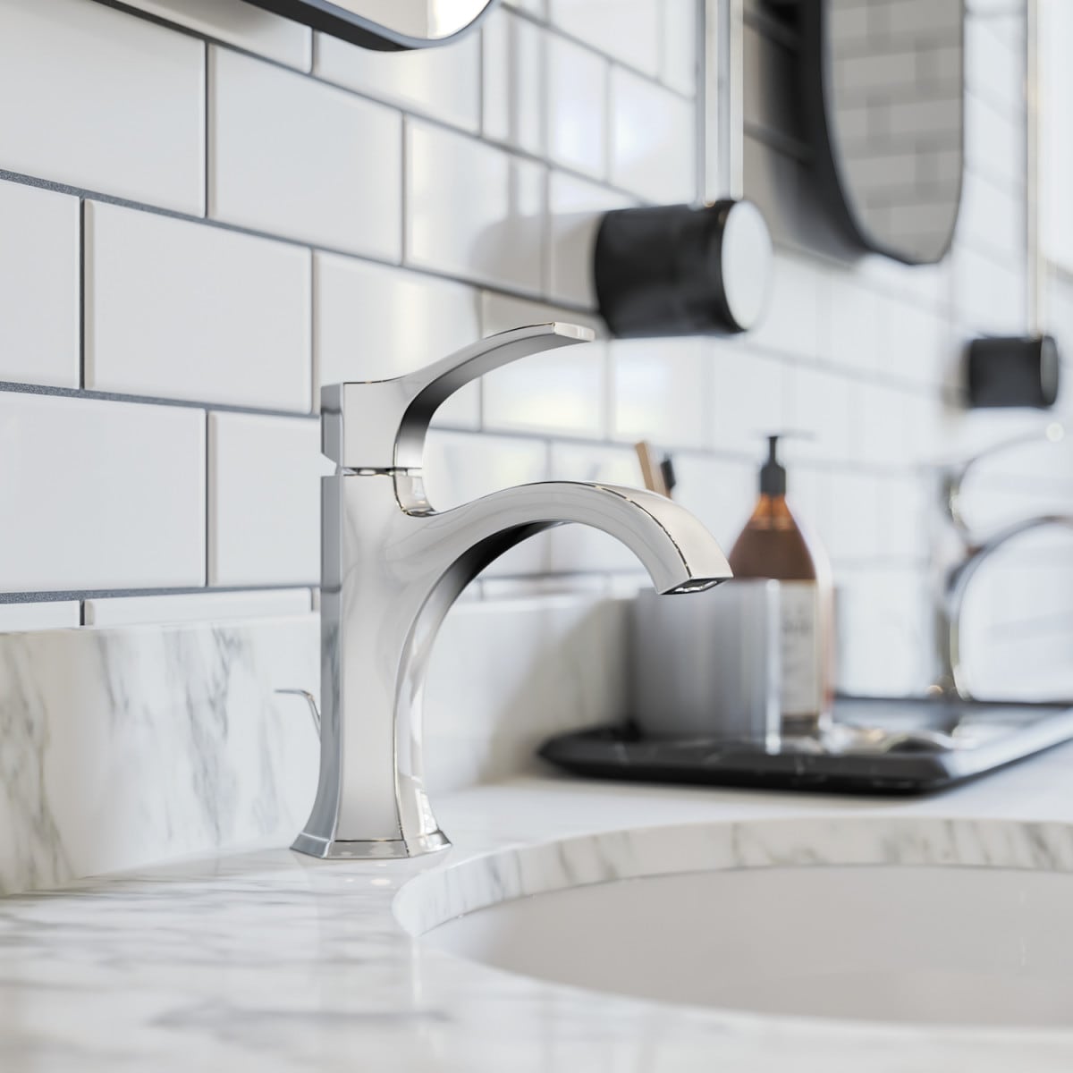 Locarno Art Deco Chrome Single-Hole Bathroom Faucet