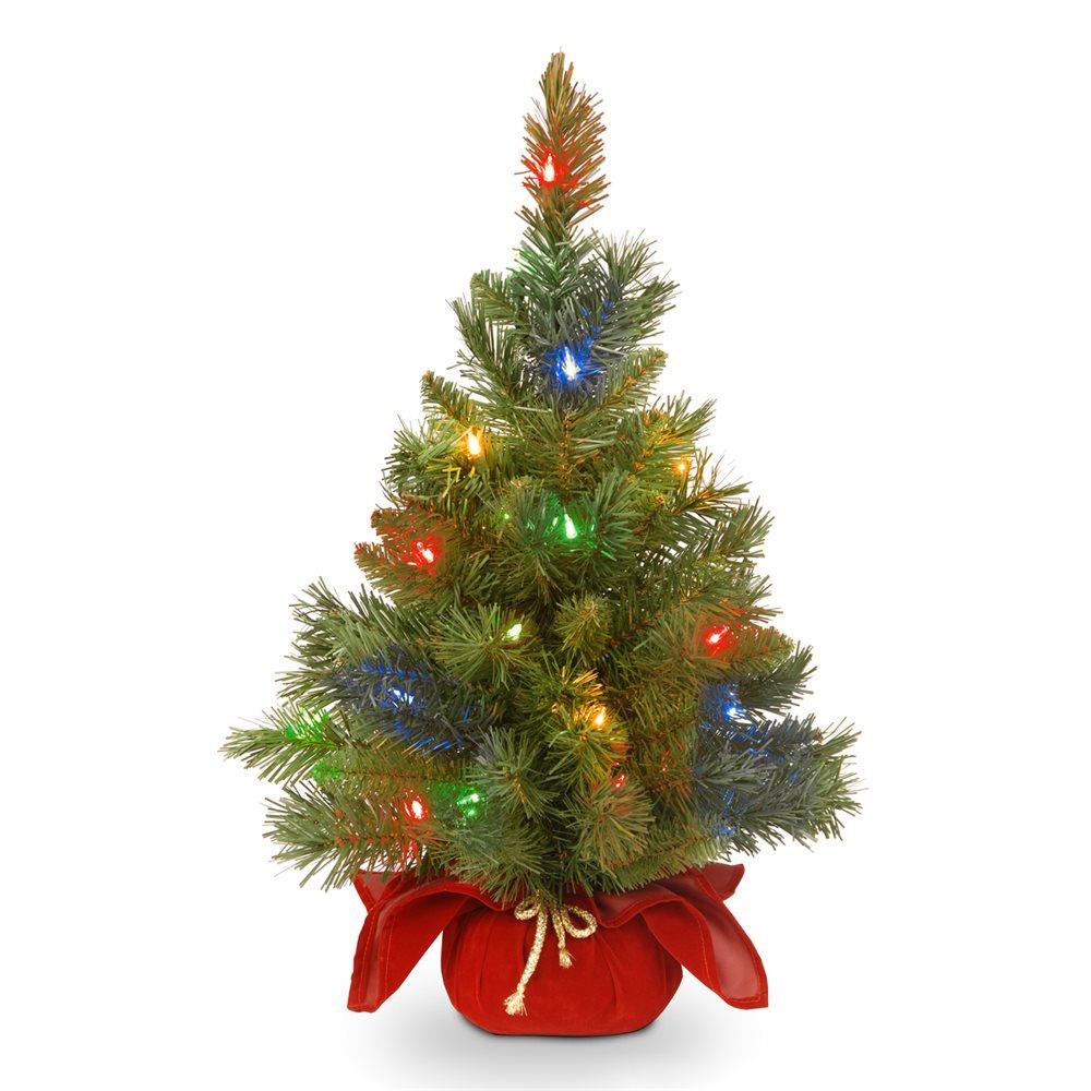 National Tree Company 2-ft Spruce Pre-lit Artificial Christmas Tree with  Incandescent Lights in the Artificial Christmas Trees department at 