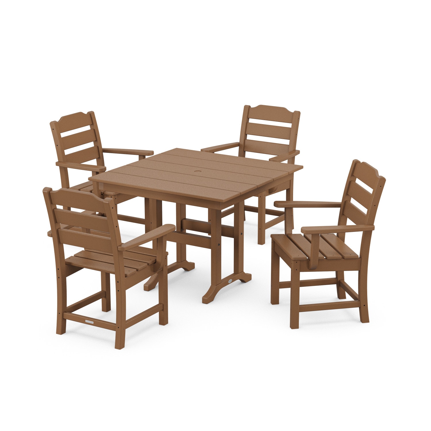 allen + roth by POLYWOOD PWS1956-1-TE Oakport 5 -Piece Teak Patio Dining Set Plastic Square Table with 4 Stationary Chairs