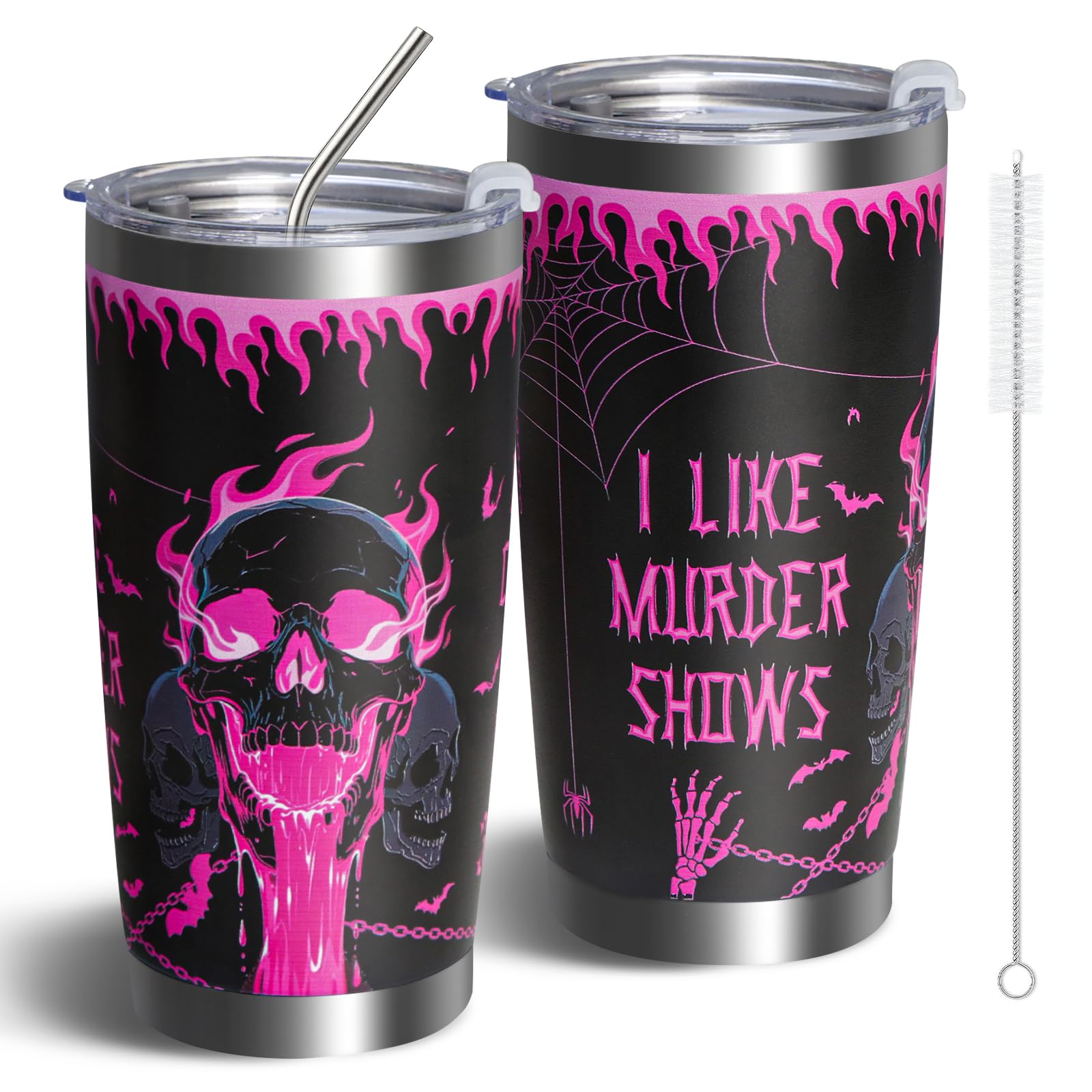 Aoibox  20oz Halloween Insulated Stainless Steel Travel Tumbler with Lid and Straw for Hot and Cold Drinks Horror