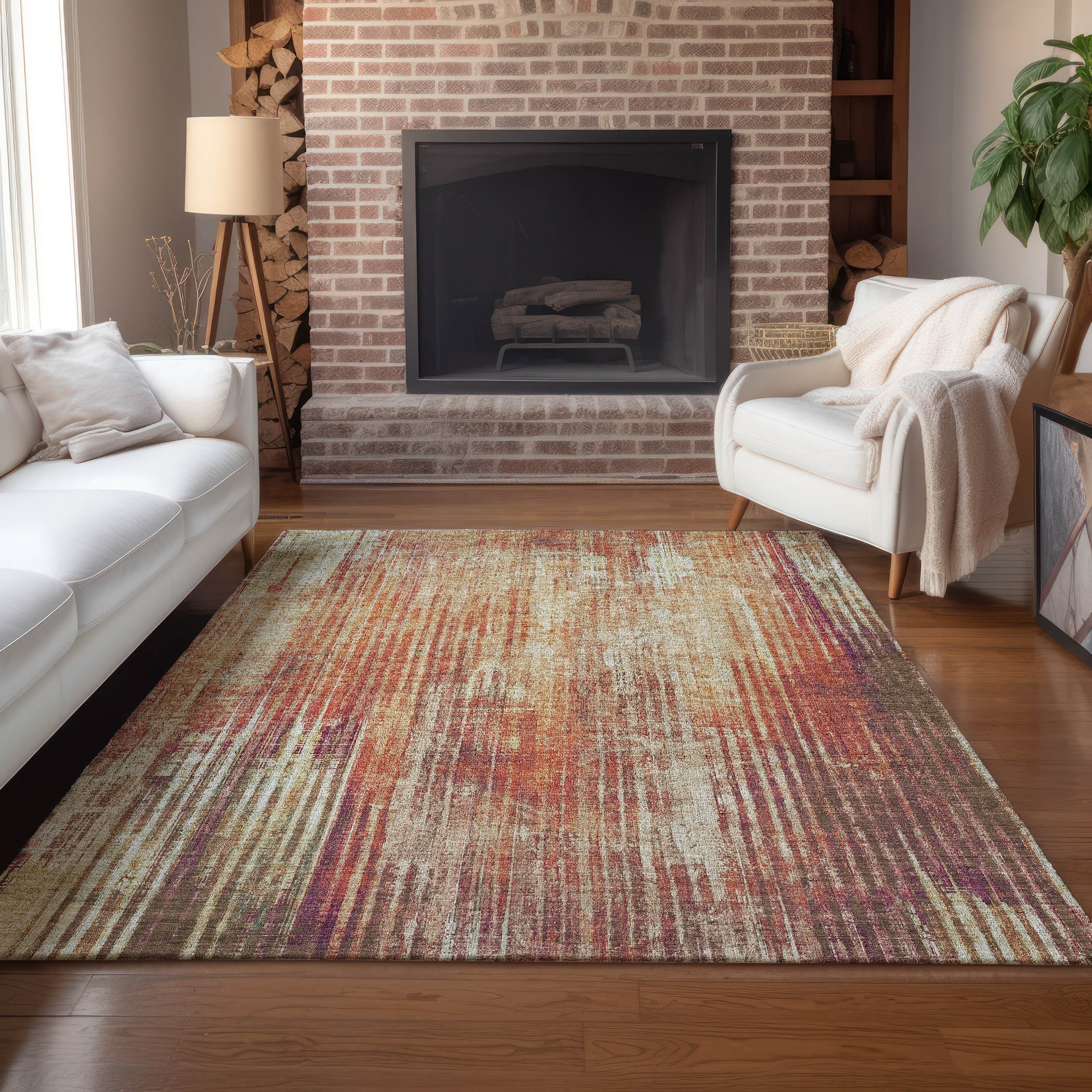 Addison Rugs ACN582PK10X14 Chantille ACN582PK 10 x 14 (ft) Polyester Paprika Rectangular Indoor/Outdoor Ikat Machine washable Area rug