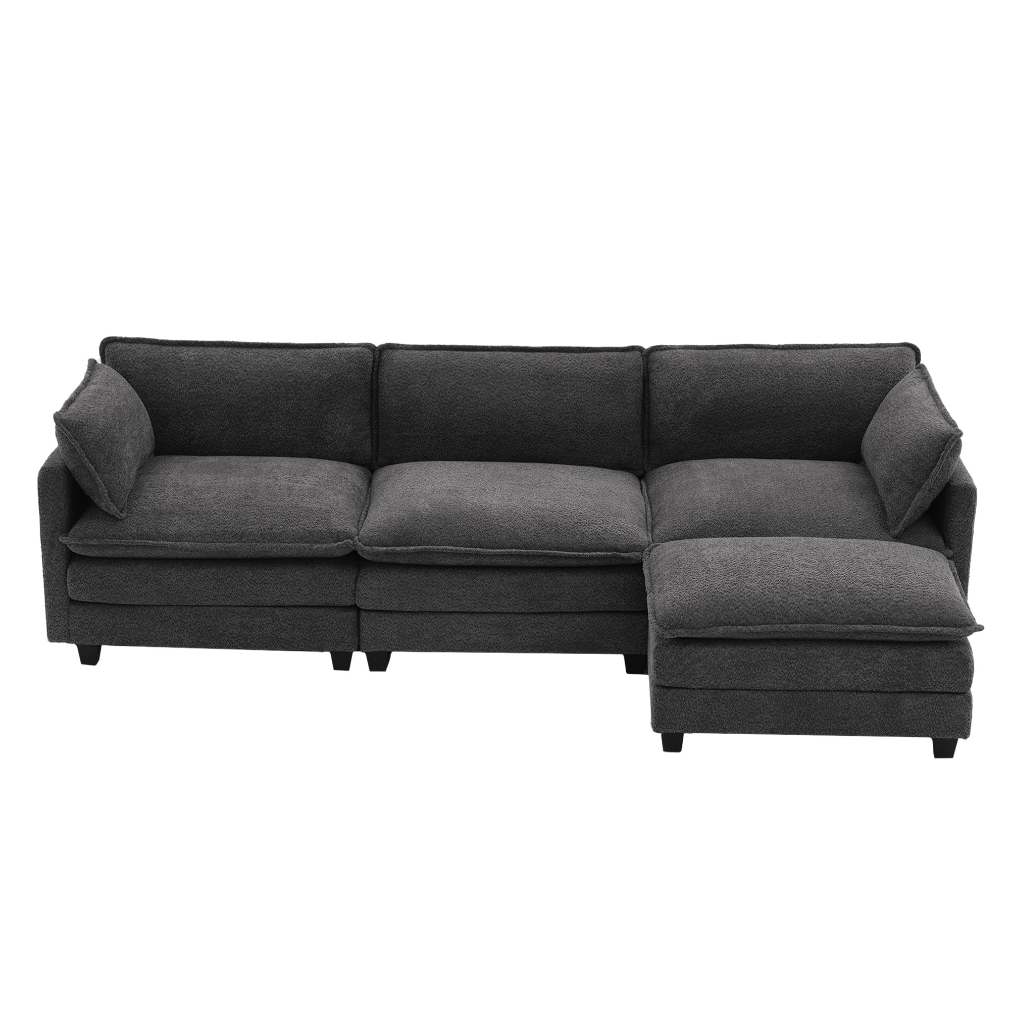 VOUA SAF-DXGQQ-DG 112.2 Casual Gray Chenille 3 -seater Sectional