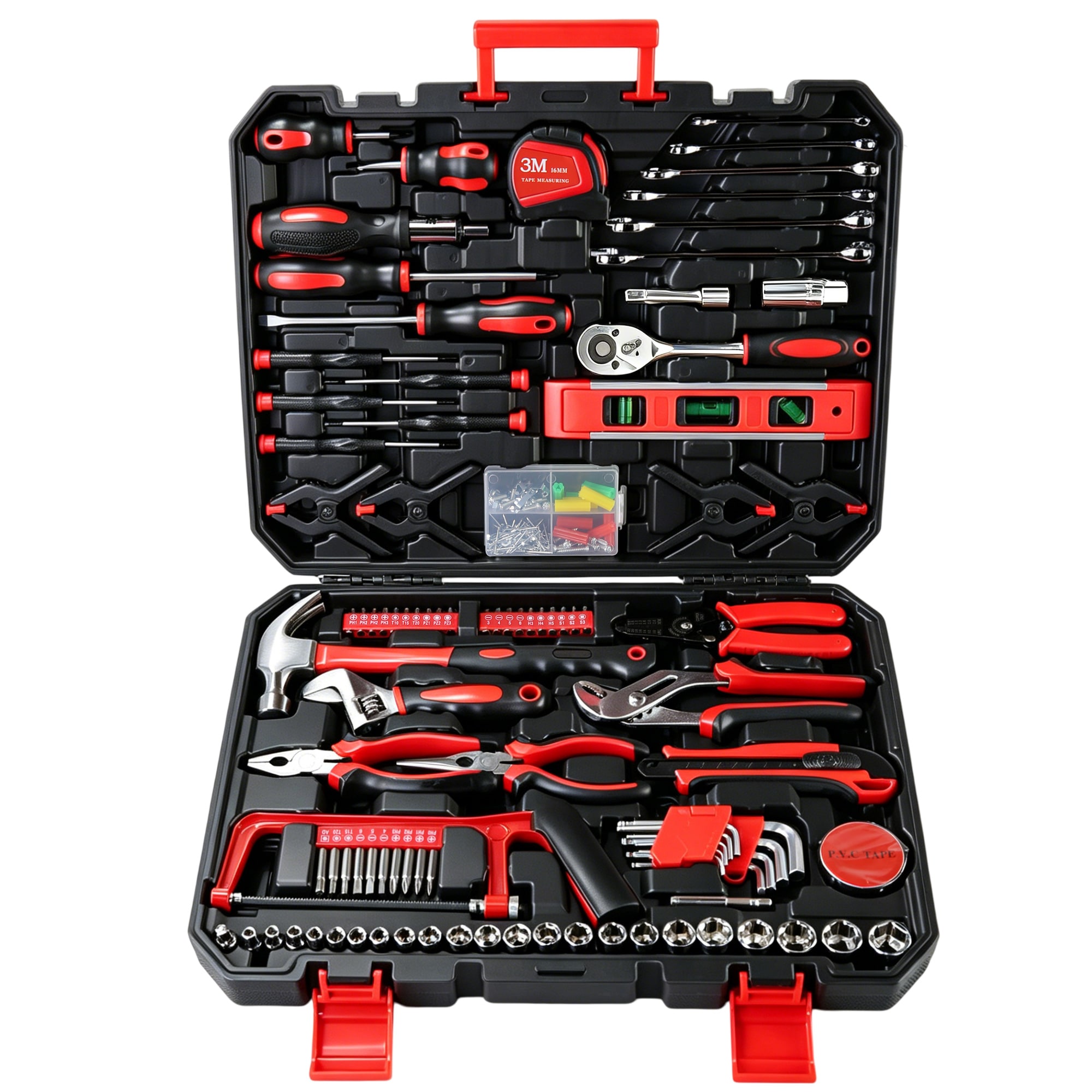 Boho Havens 266 Piece Home Tool Set with Rolling Box Complete Household Hand Kit for Garage Car and Workshop