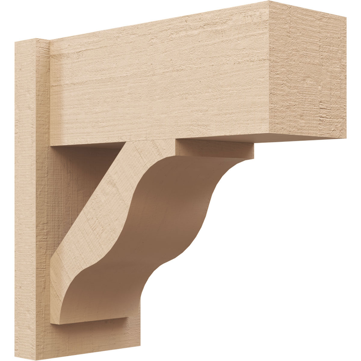 Ekena Millwork 2130587 Timberthane Rough Cedar Faux Wood Funston Block Outlooker 8-in W x 18-in D x 18-in H Primed Tan