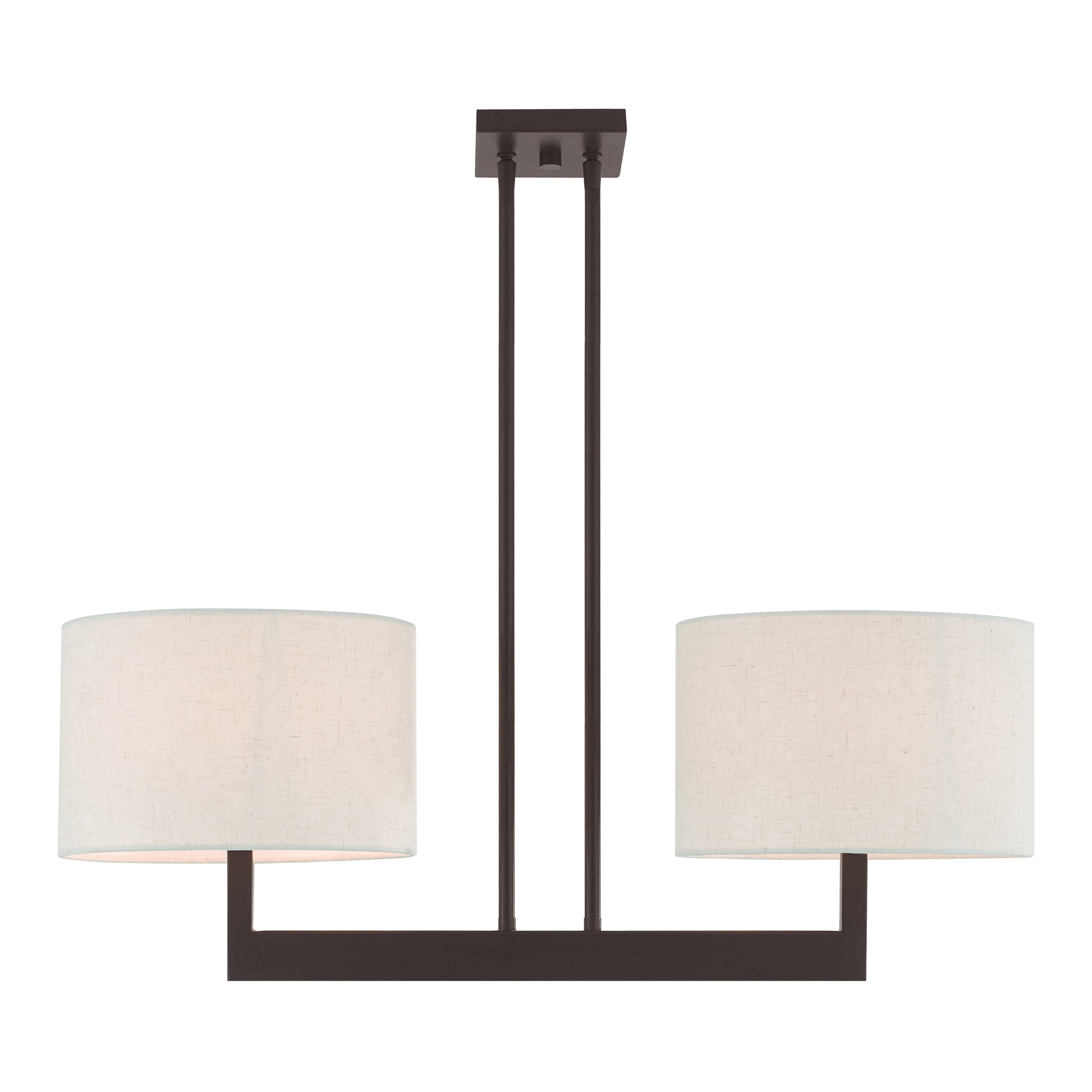 Hayworth Bronze 2-Light Linear Drum Chandelier with Oatmeal Shade