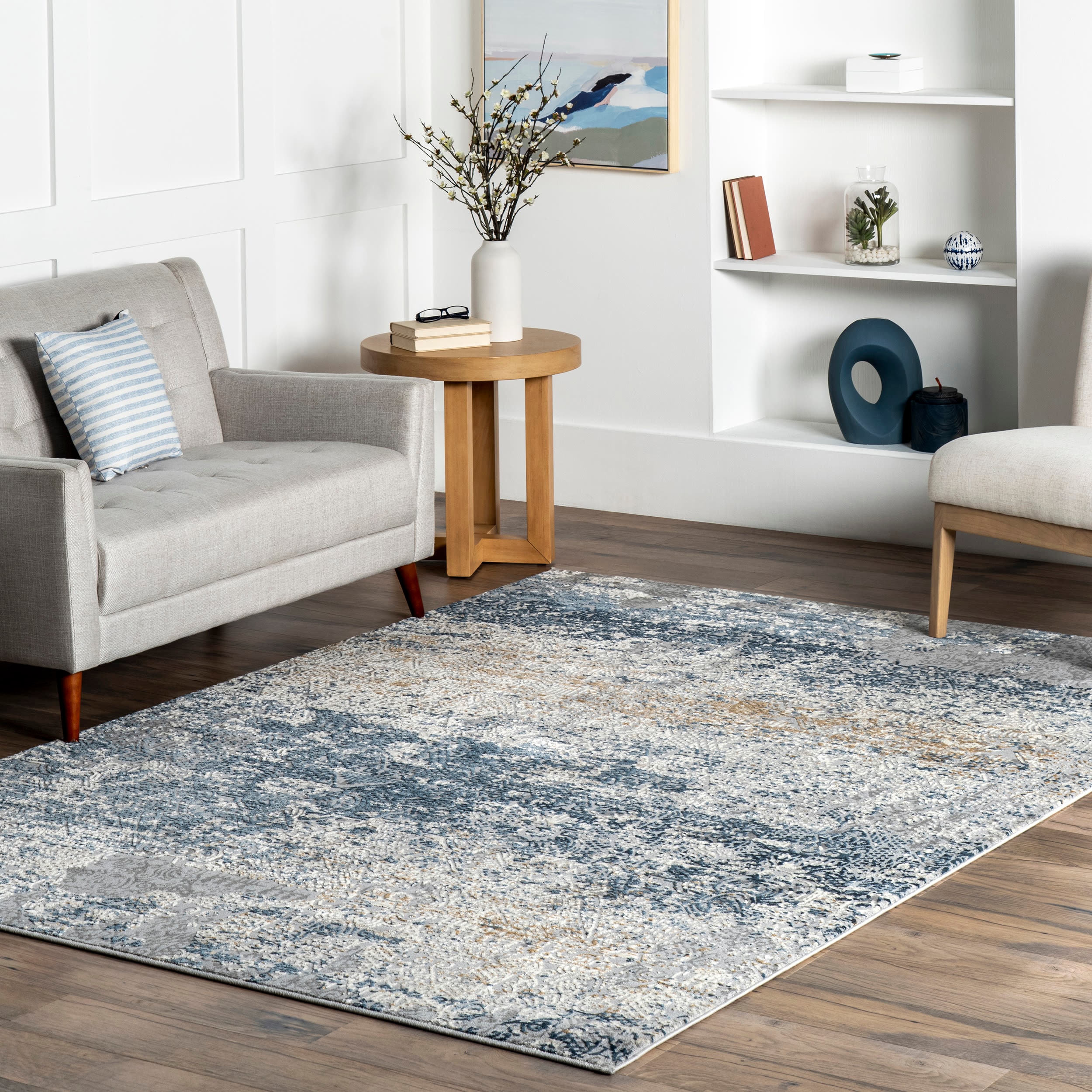 nuLOOM ERTR06A-9012 9 x 12 (ft) Loomed Polyester/Polypropylene Blue Rectangular Indoor Abstract Area rug