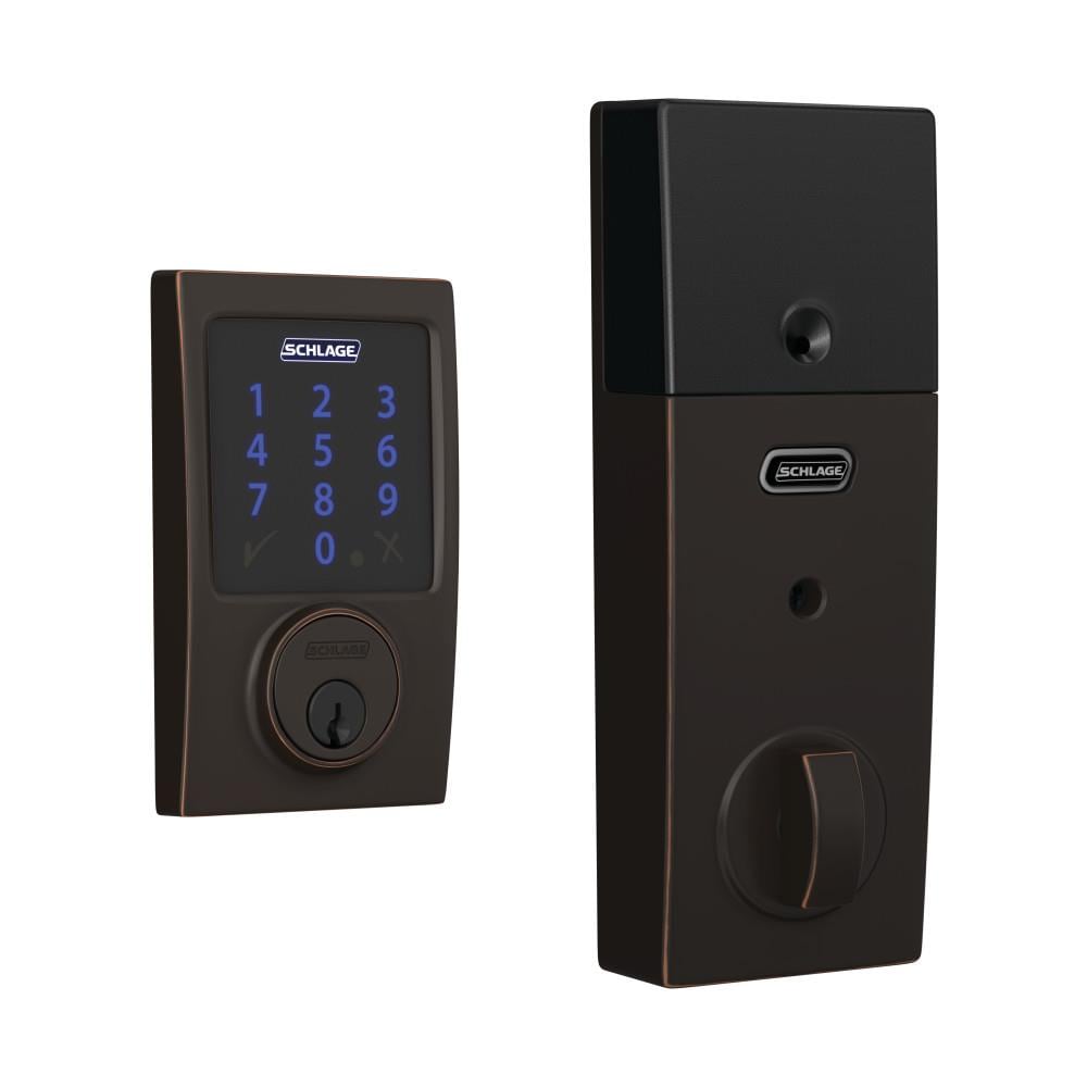 Schlage Connect Century Aged Bronze Single Cylinder Electronic Deadbolt ...