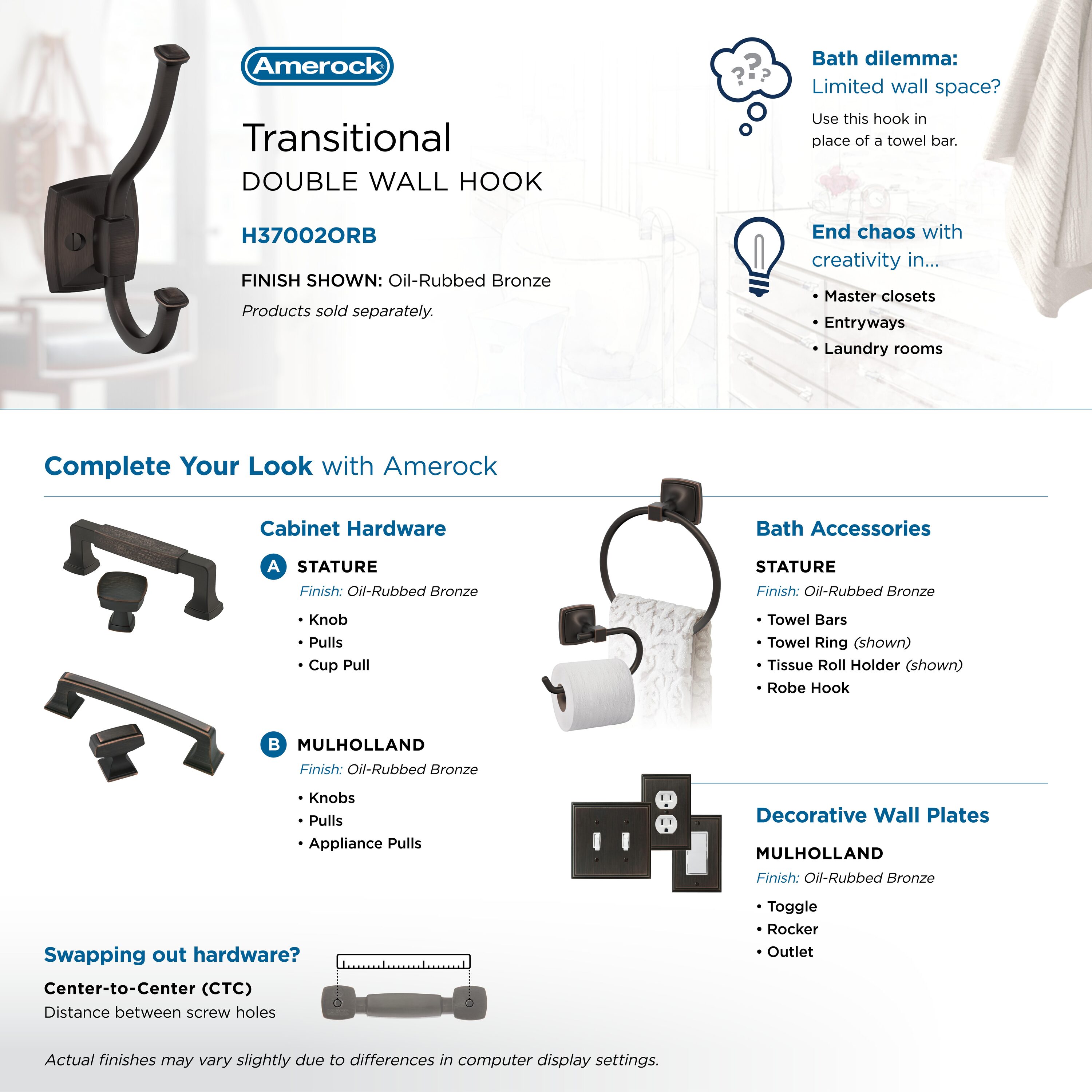 Amerock H37002ORB Decorative-Wall-Hooks - View #6