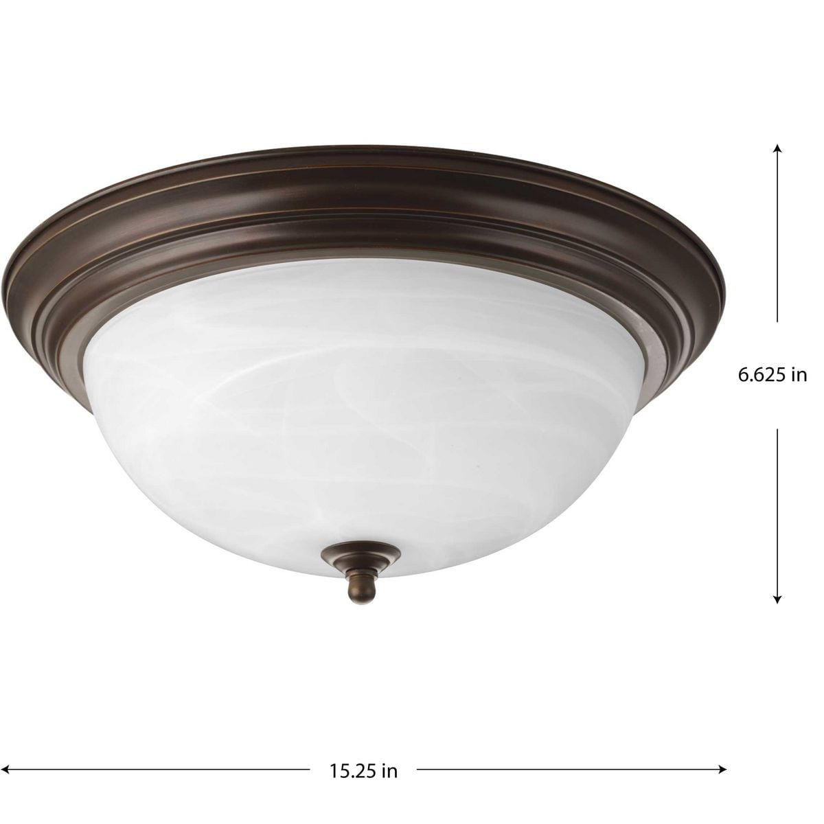 Antique Bronze 15'' Alabaster Glass 3-Light Flush Mount