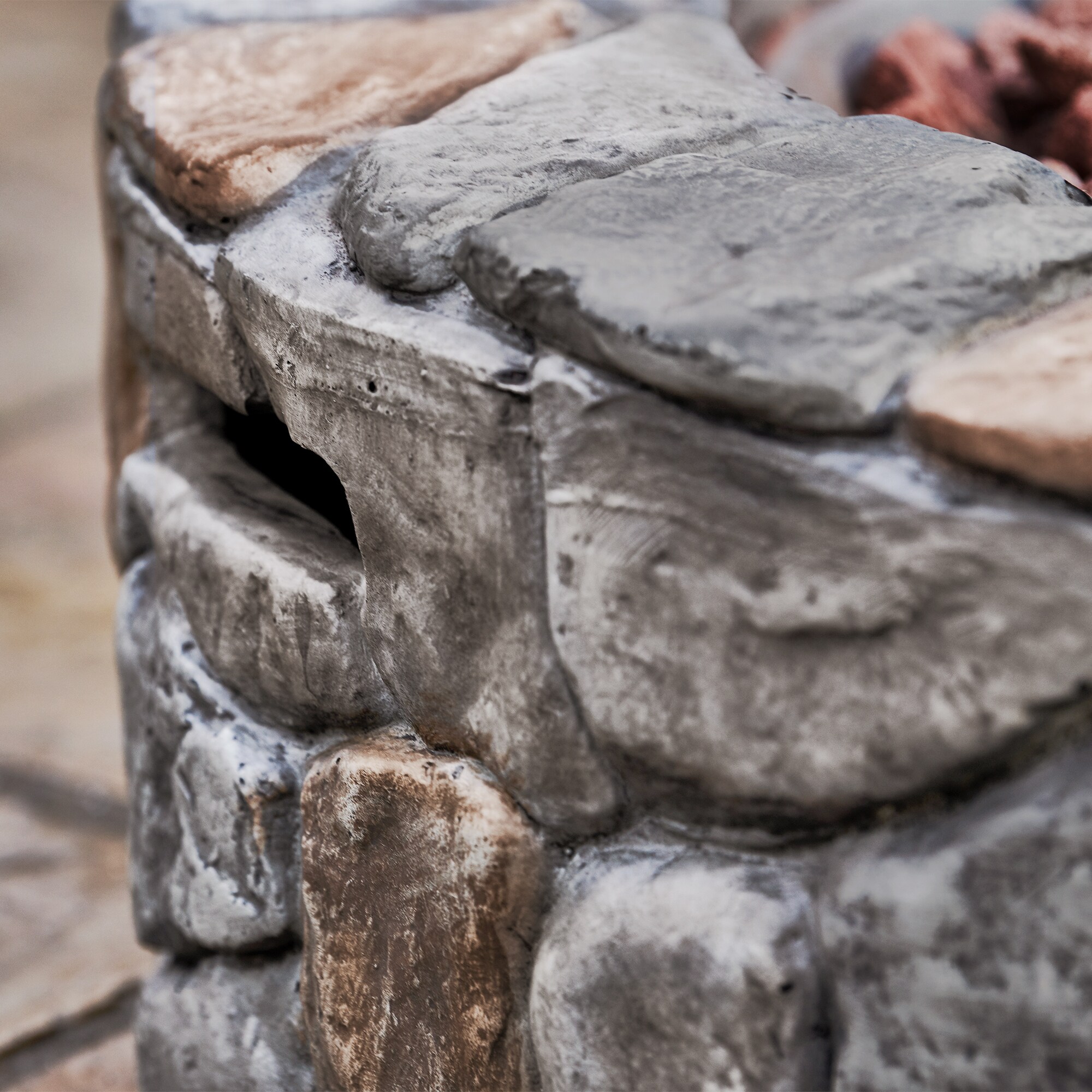 Gray 28" Round Stone Propane Gas Fire Pit