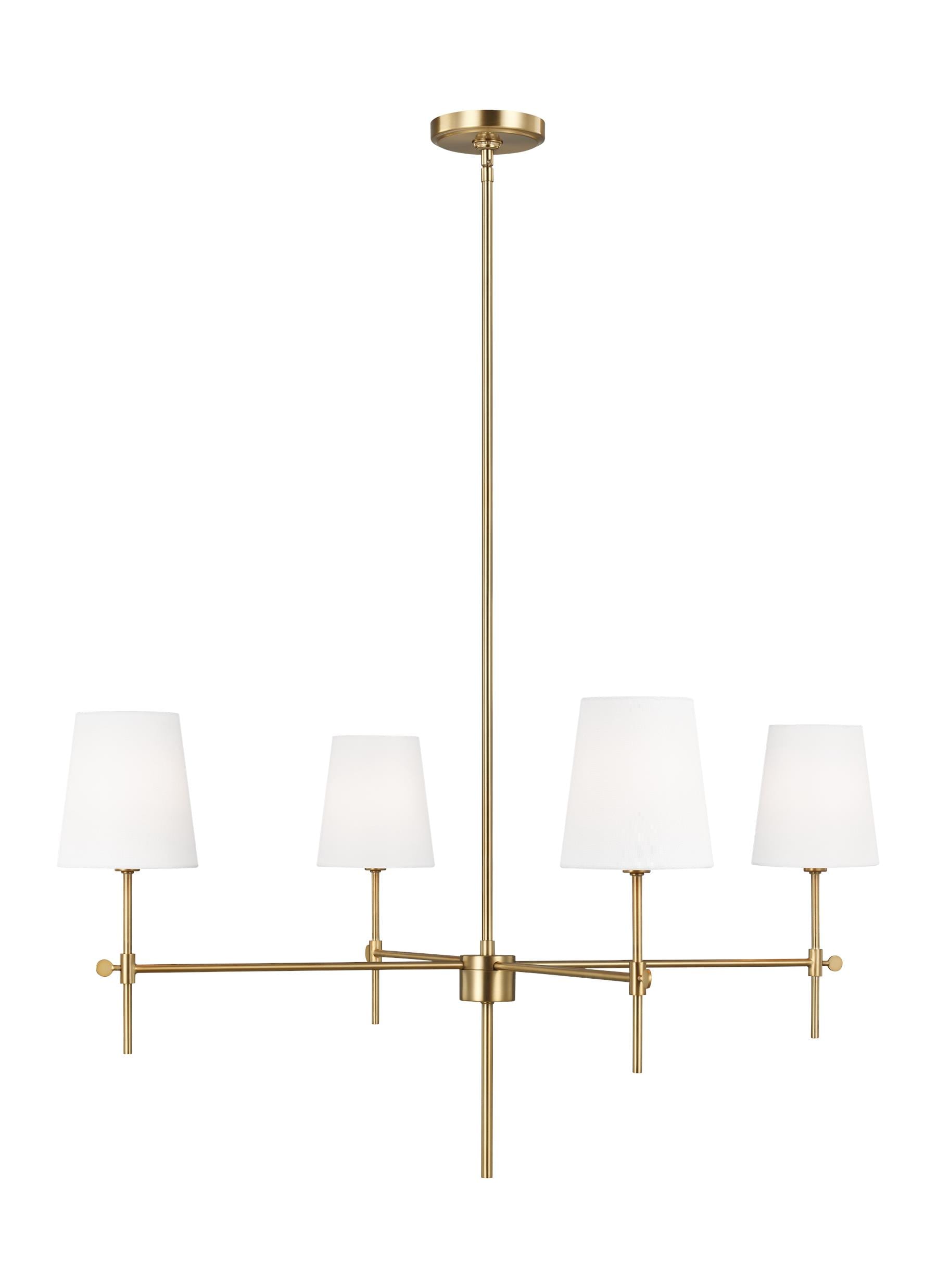Generation Lighting 3287204-848 Baker 4 -Light Satin Brass Transitional For Use in Dining Rooms, Foyers, Living Rooms Chandelier