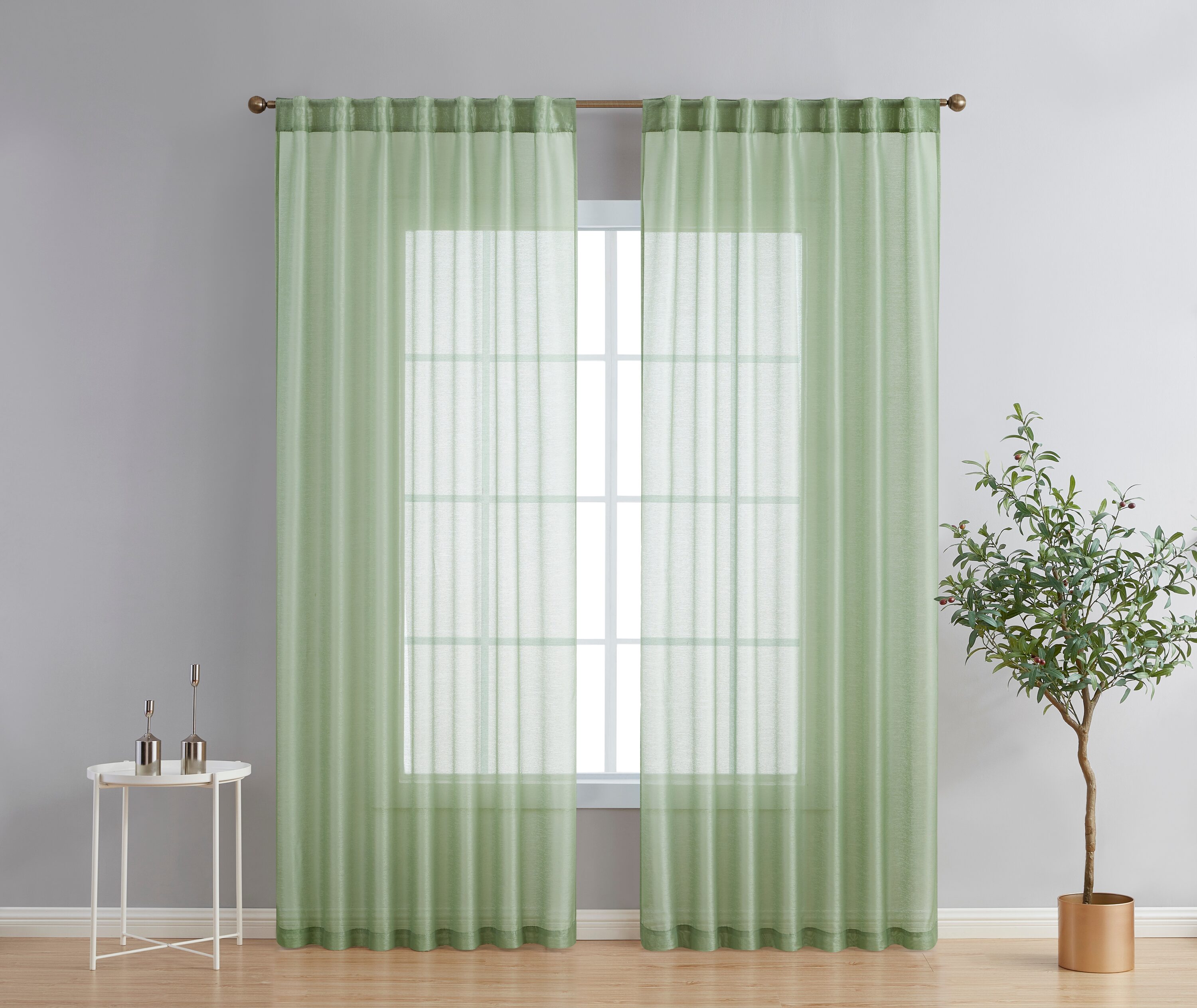 HLC.me LOWES01489 Lauren Semi Sheer Pocket Top and Back Tab Lightweight Window Curtains Drapery Panels - 2 Panels