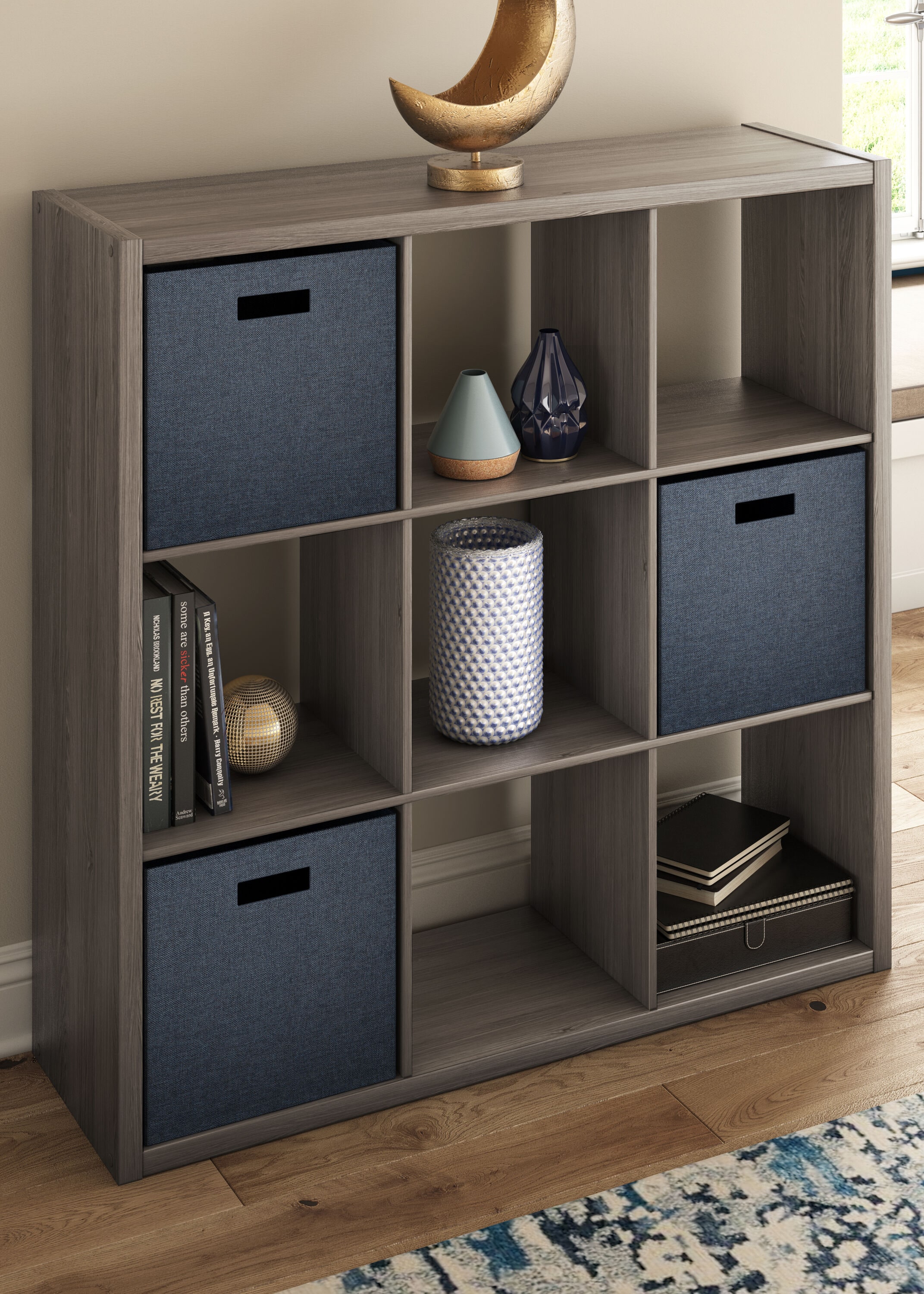 Graphite Gray Heavy Duty 9-Cube Storage Organizer for Kids and Toys