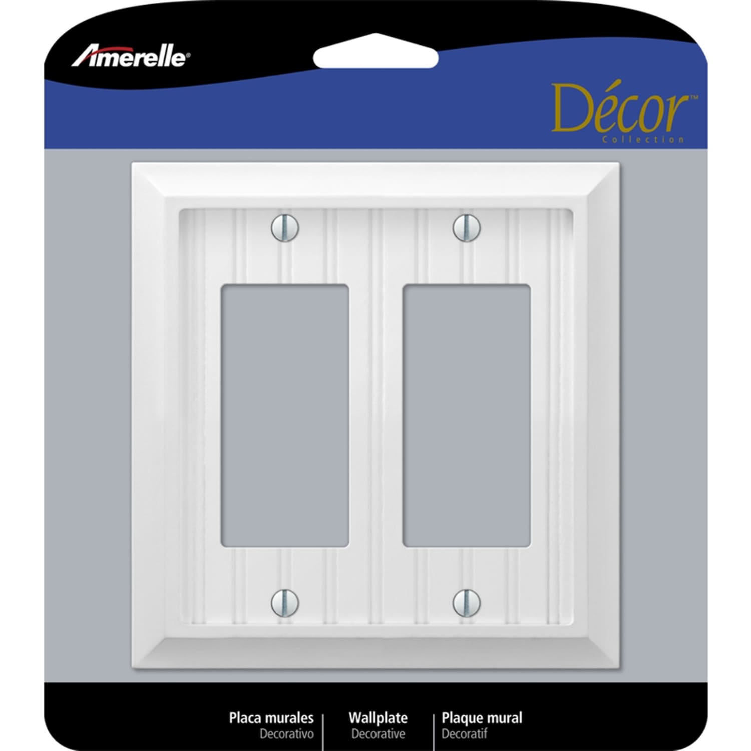 Amerelle Cottage White 2 gang Wood Decorator Wall Plate 1 pk Case of 3 #EJD3008960--3-1