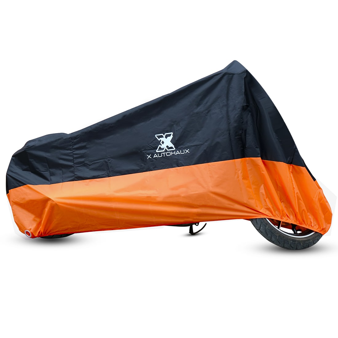 Unique Bargains L Black Orange Motorcycle Cover Outdoor Waterproof Dust Snow Protector