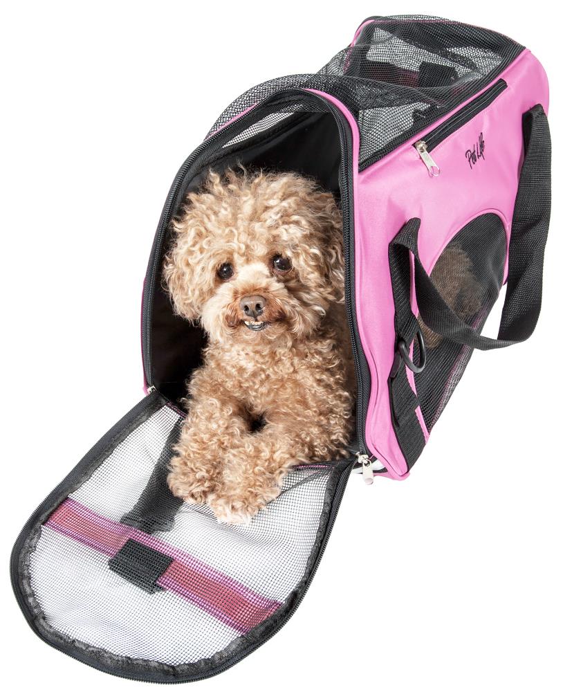 Pet Life 21-in x 9.6-in x 13-in Pink Collapsible Nylon Small Dog/Cat Bag in  the Pet Carriers department at