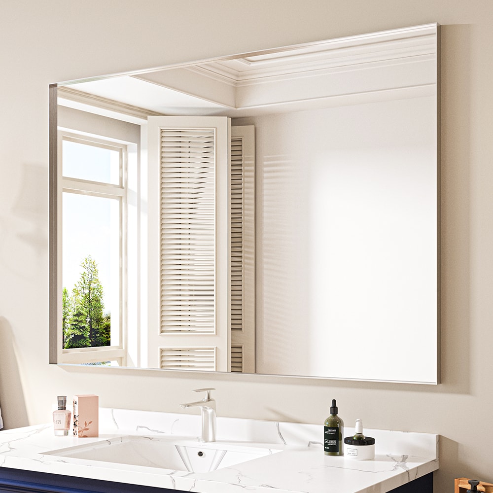 waterpar WPLO-2165 48-Inches x 36-Inches Polished Rectangle Bathroom Vanity Mirror ( Silver )