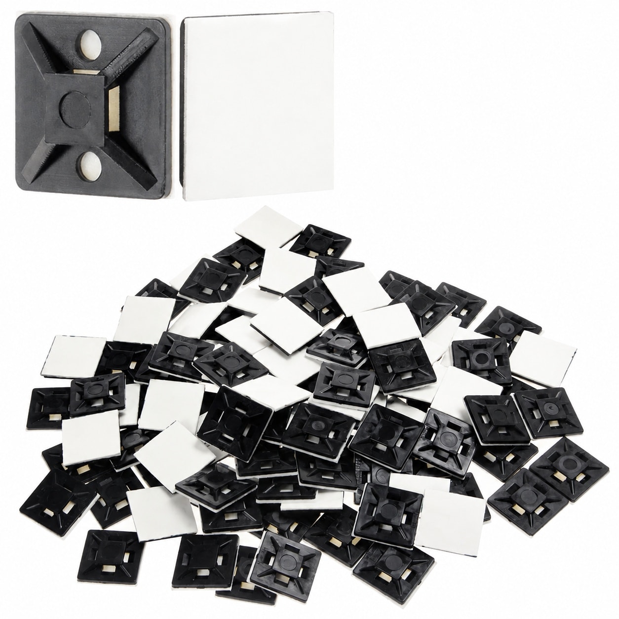 Afoxsos -  500 PCS 3/4 in Black Self Adhesive Cable Zip Tie Mounts Wire Cable Clips Holders Manag...