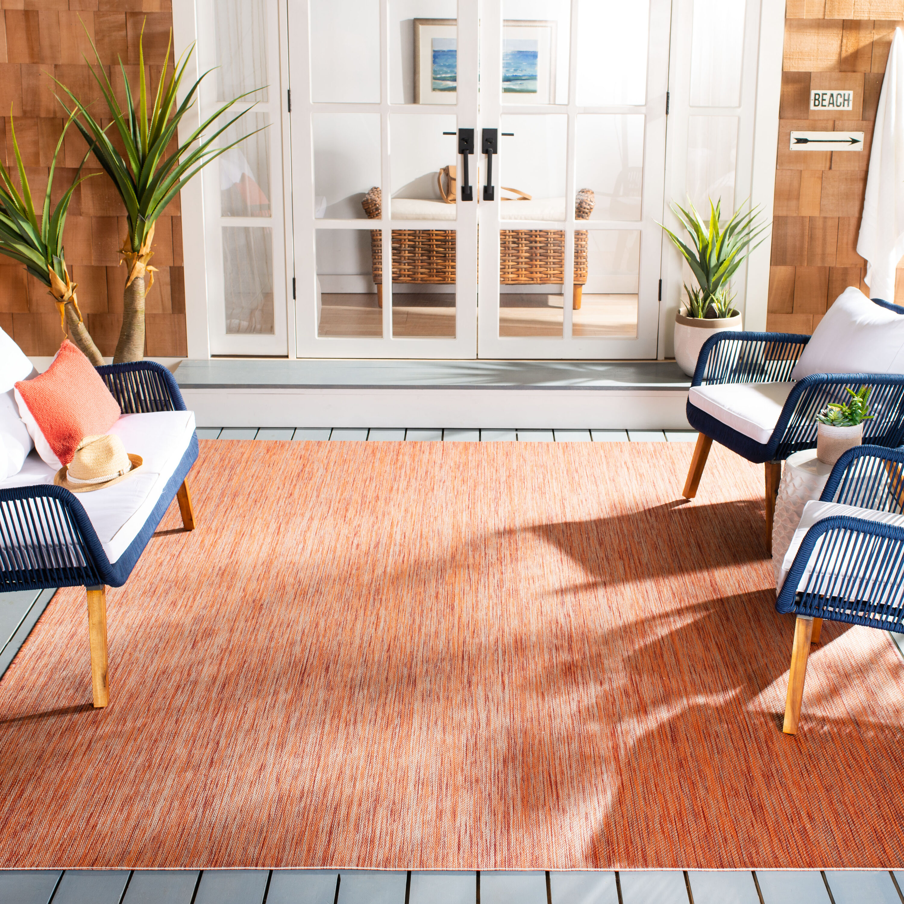 Safavieh BHS218P-9 Beach House Adina 9 x 12 (ft) Loomed Polypropylene Rust Rectangular Indoor/Outdoor Solid Farmhouse/Cottage Area rug