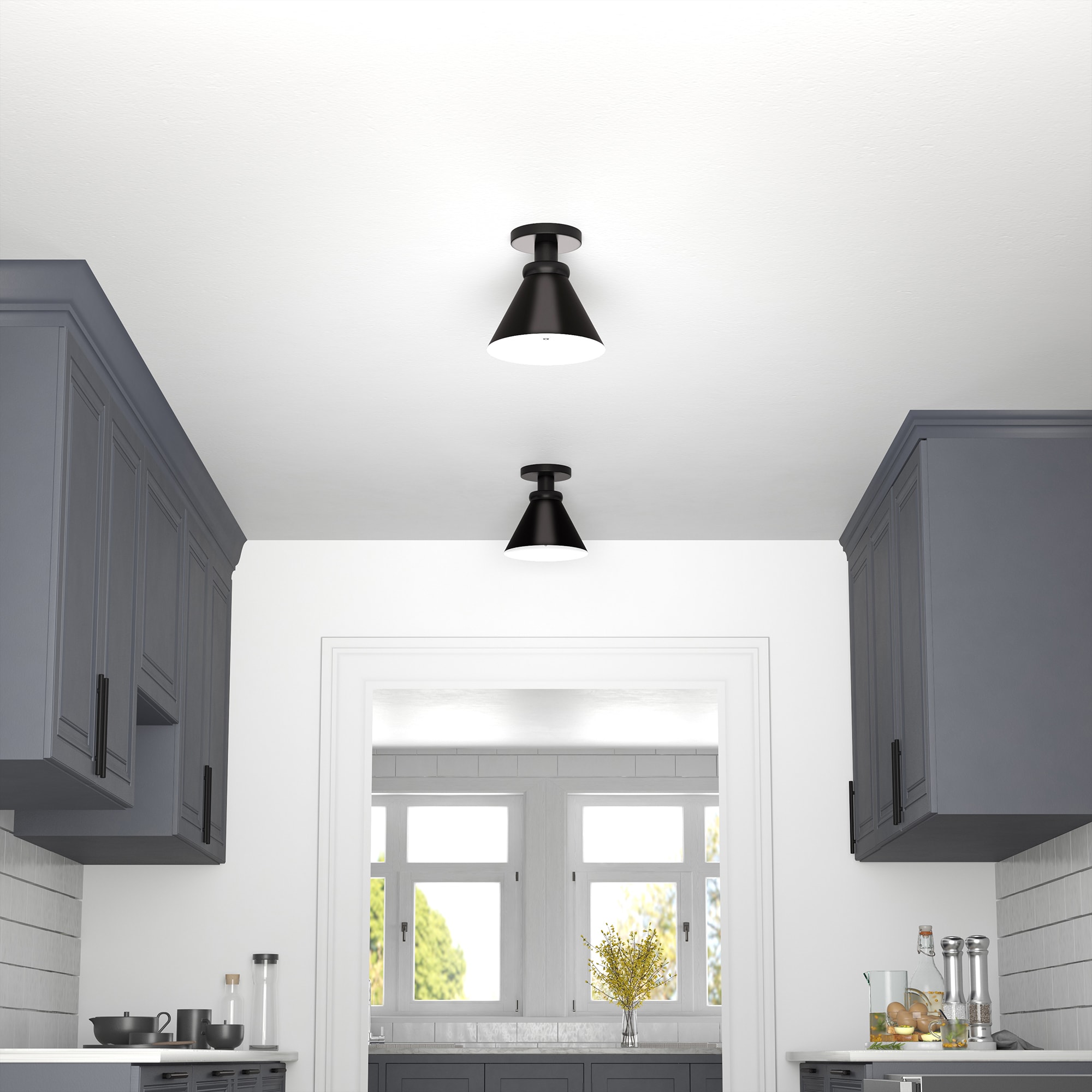 Blackened Bronze 8.5" Semi Flush Mount Ceiling Light