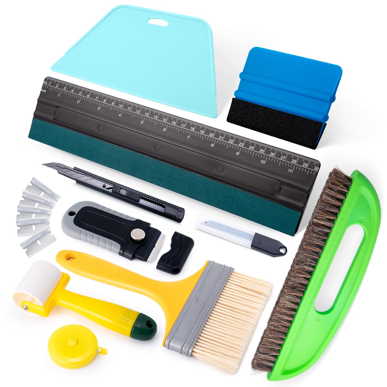 Etokfoks - 10 Piece Wallpaper Smoothing Tools Kit with Paste Brush Seam Roller Squeegees Knife a...