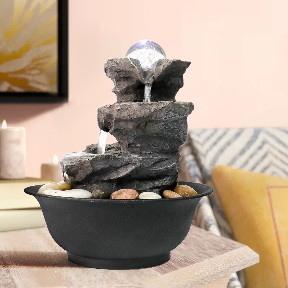 Watnature 9.84-in H Resin Rock Outdoor Fountain Pump Included in the ...