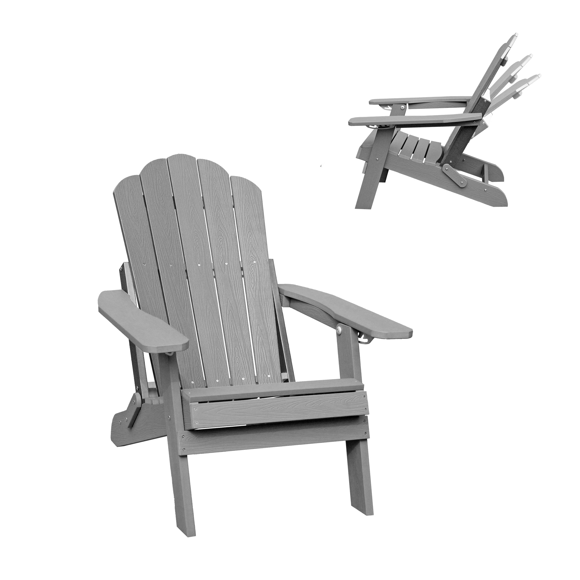 Clihome Outdoor Chair Gray Plastic Frame Stationary Adirondack Chair(s ...