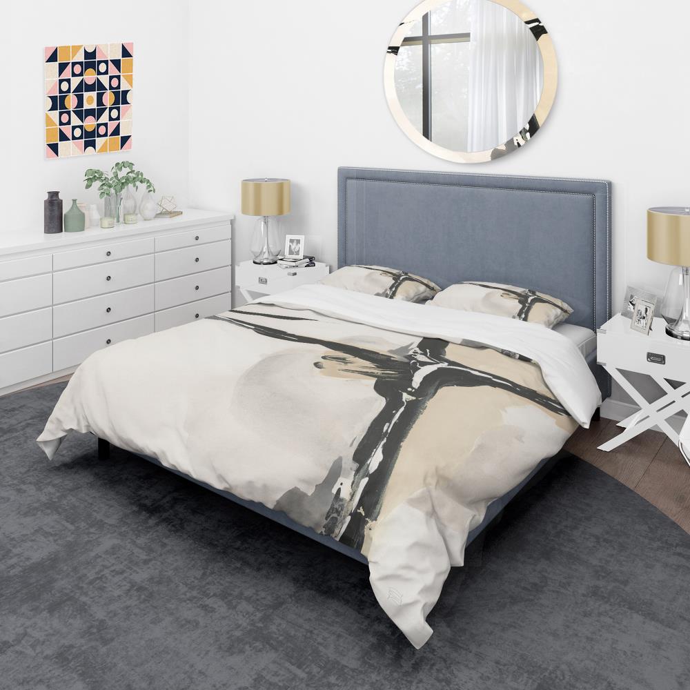 Designart BED30523-K 3 -Piece Black King Duvet cover Set