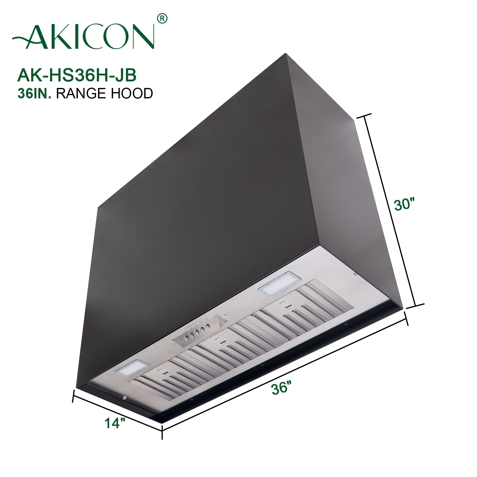 Akicon Stainless Steel 600 CFM Ducted (Vented) Wall Range Hood with Baffle Filter