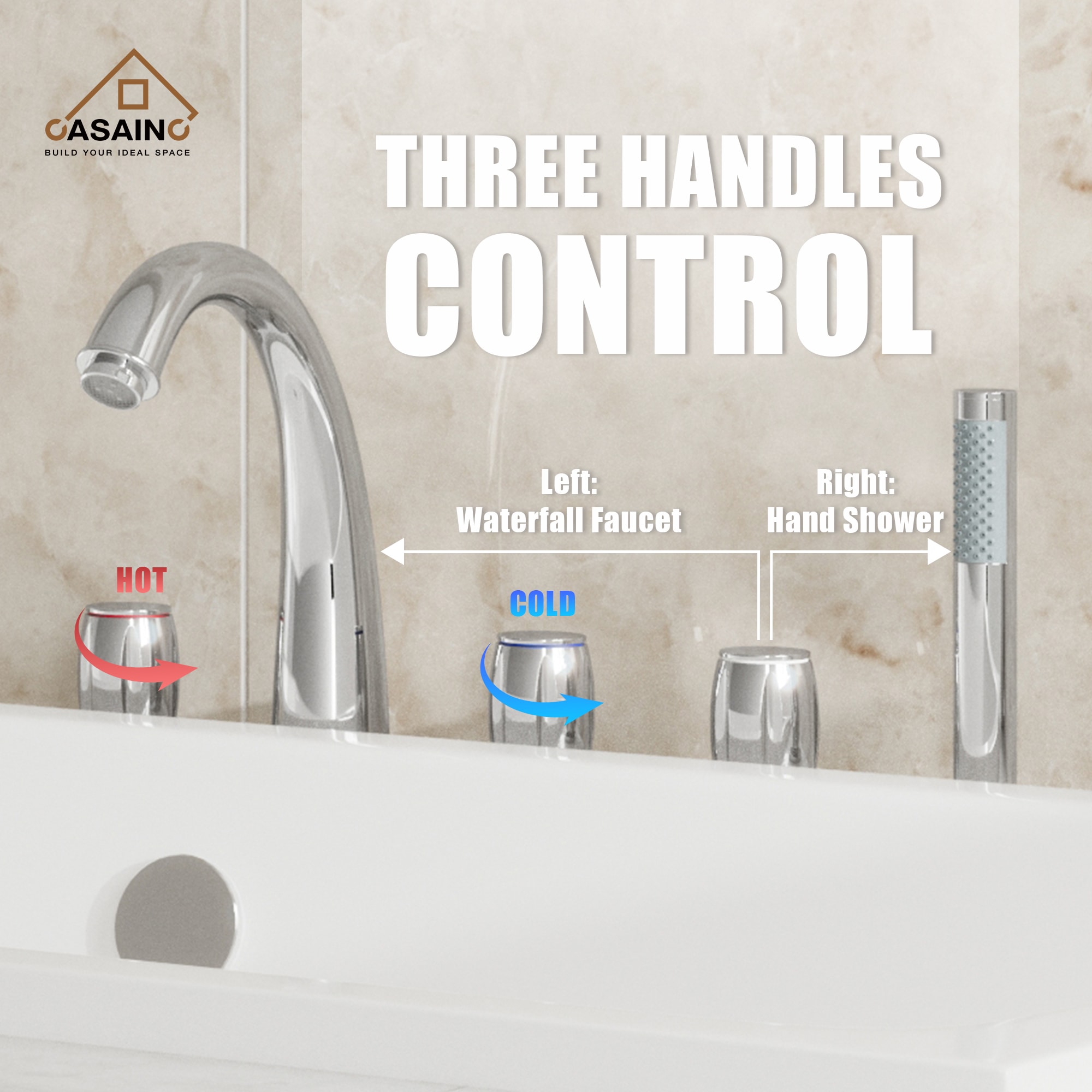 CASAINC KCLT0056-BG Roman-Tub-Faucets - View #8